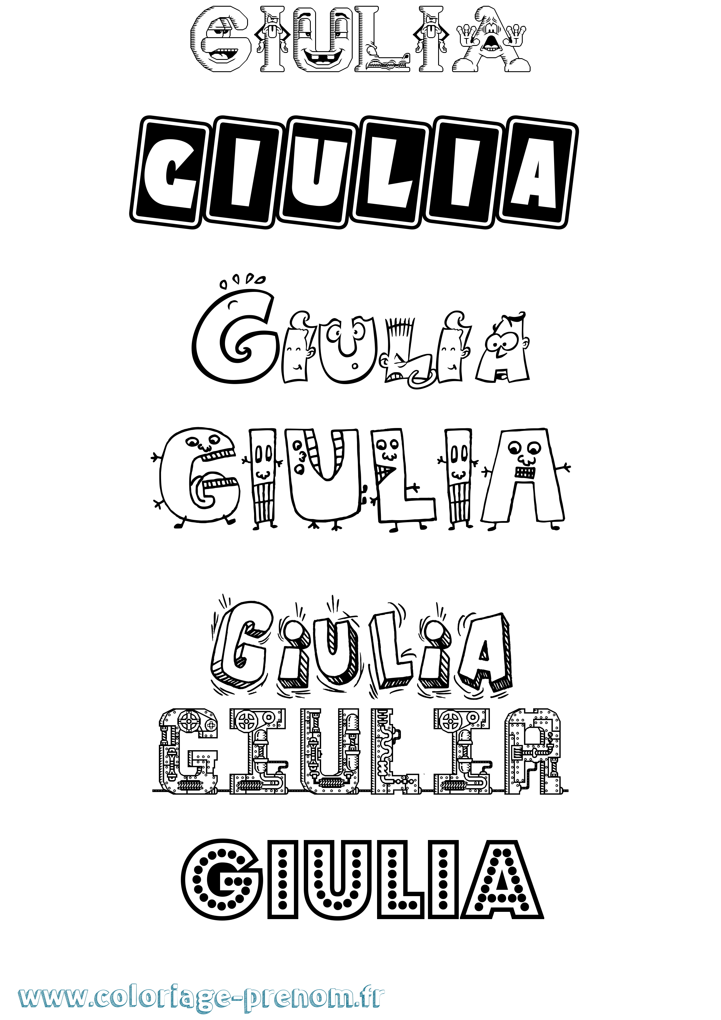 Coloriage Giulia Coloriage prénom Giulia