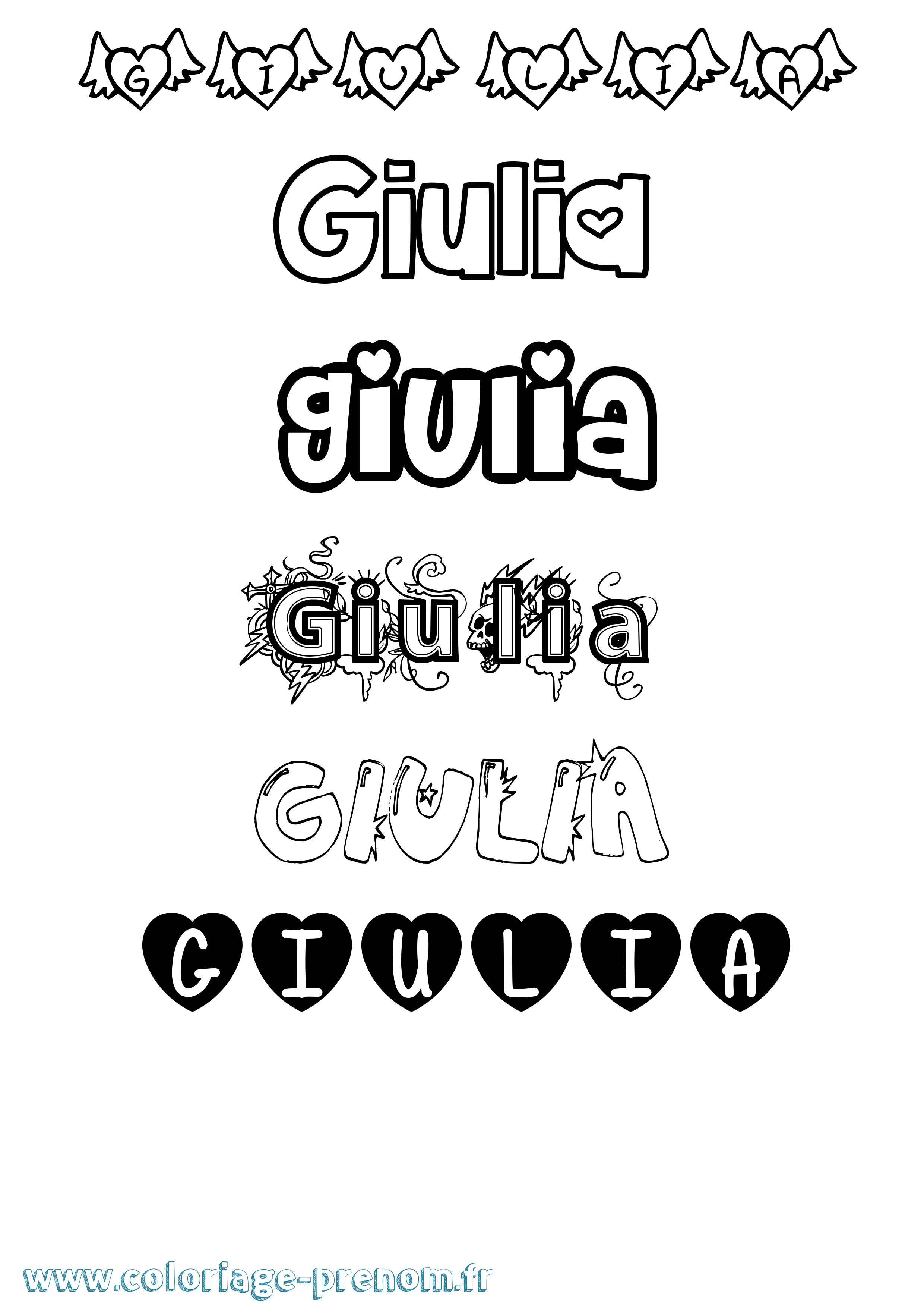 Coloriage Giulia Coloriage prénom Giulia