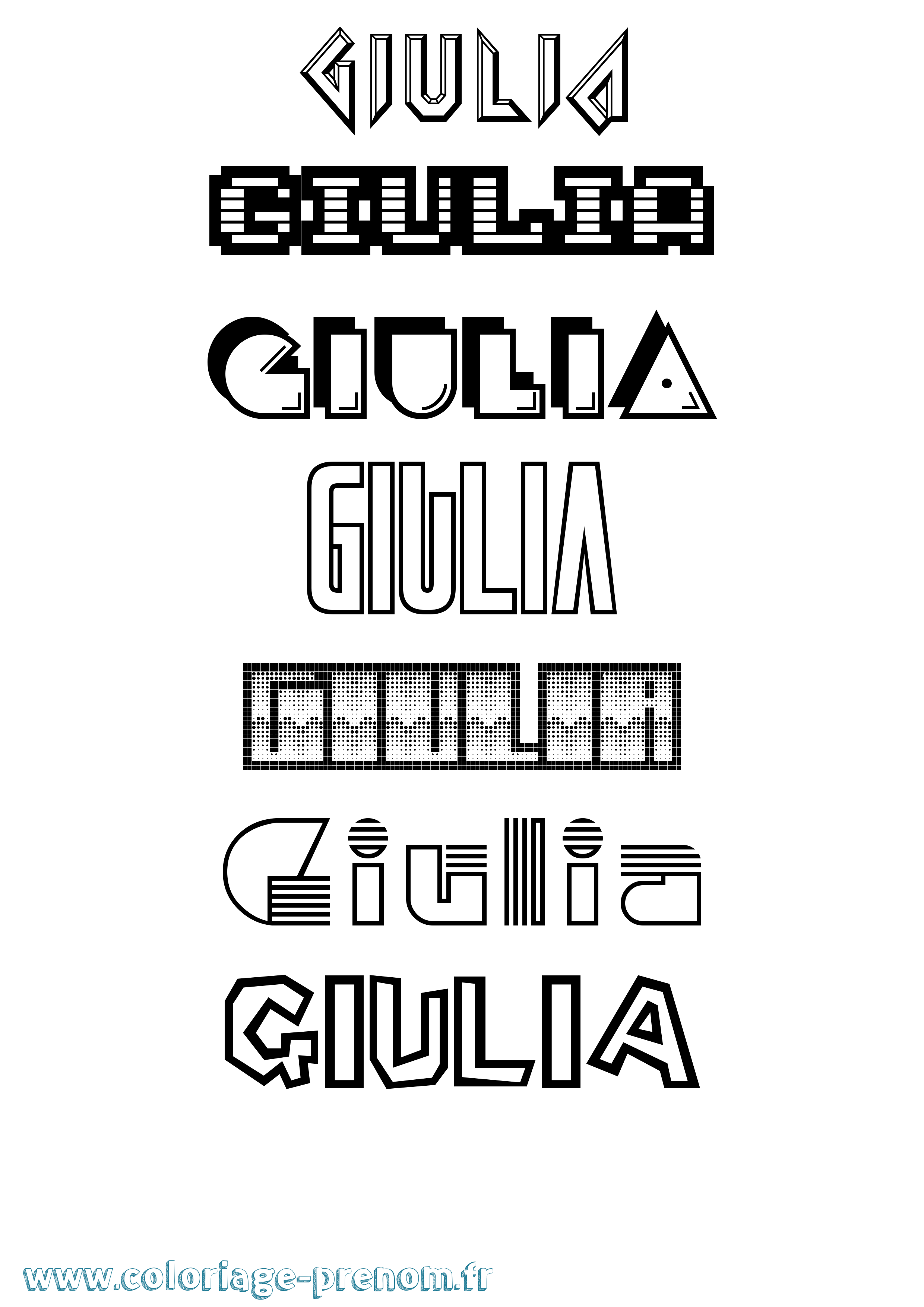 Coloriage Giulia Coloriage prénom Giulia