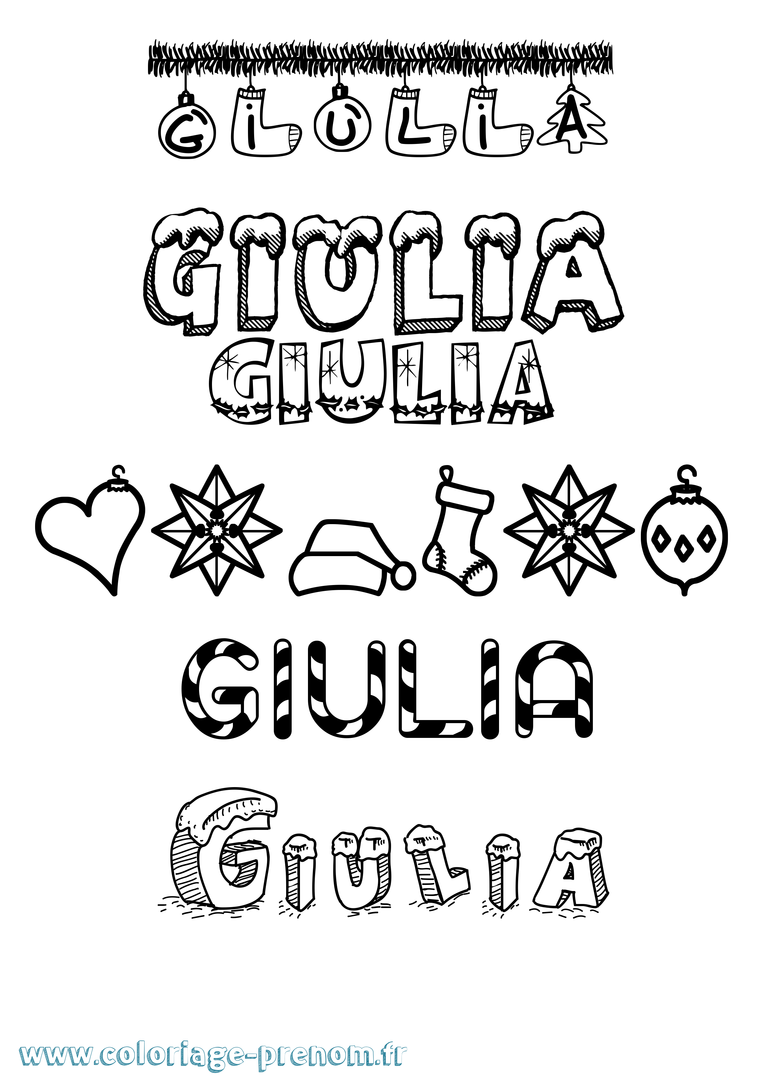 Coloriage Giulia Coloriage prénom Giulia