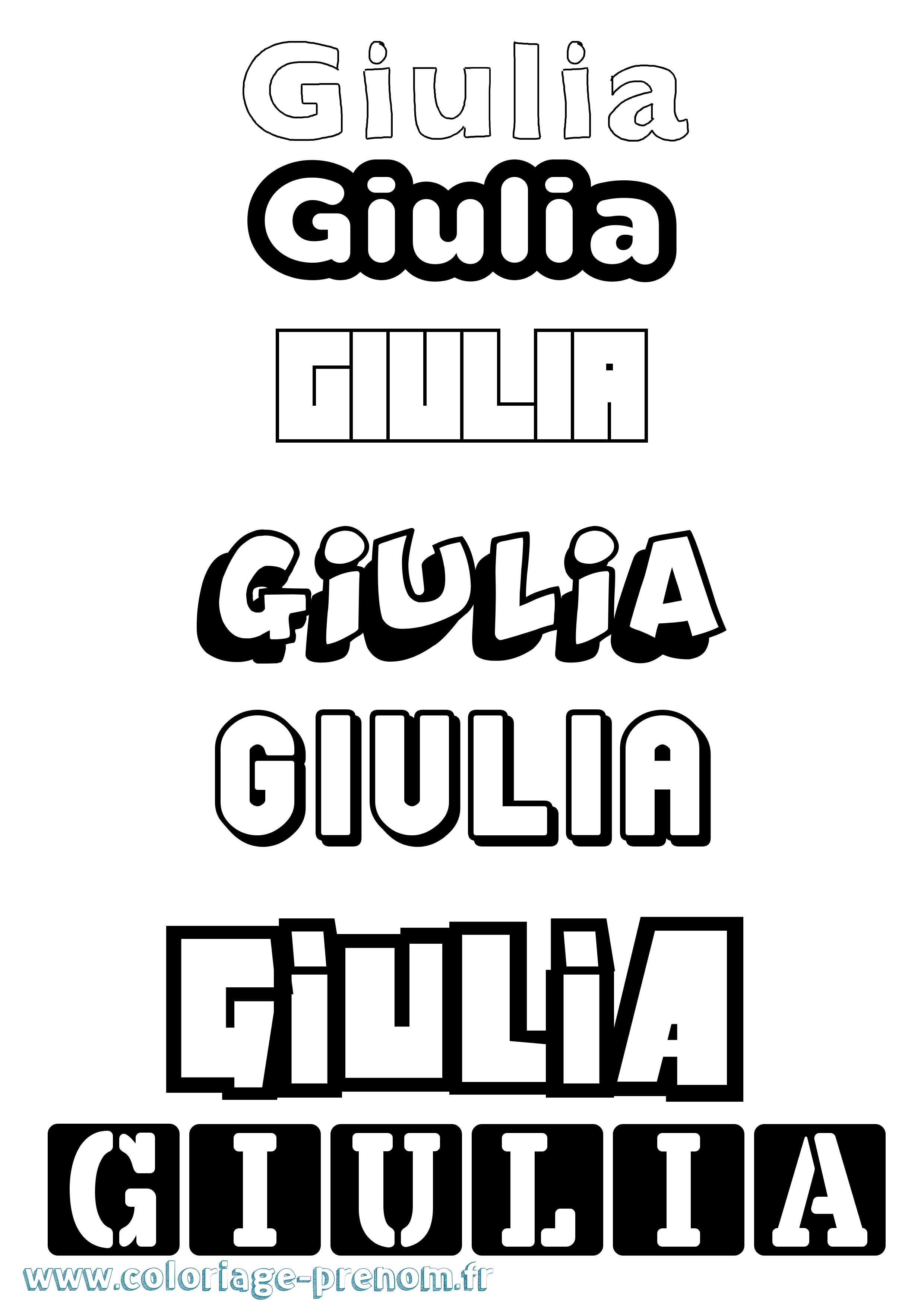 Coloriage Giulia Coloriage prénom Giulia
