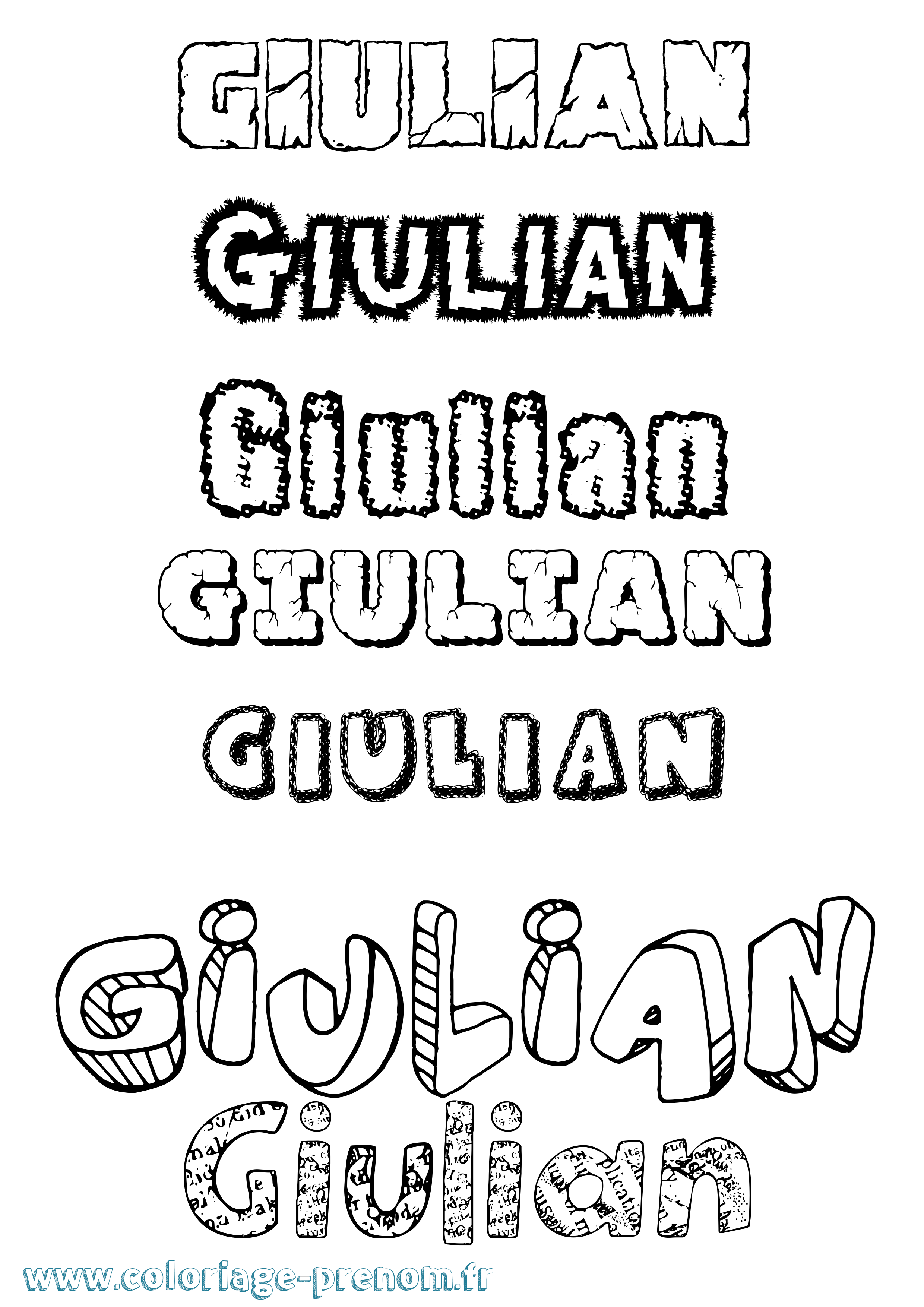 Coloriage prénom Giulian Destructuré