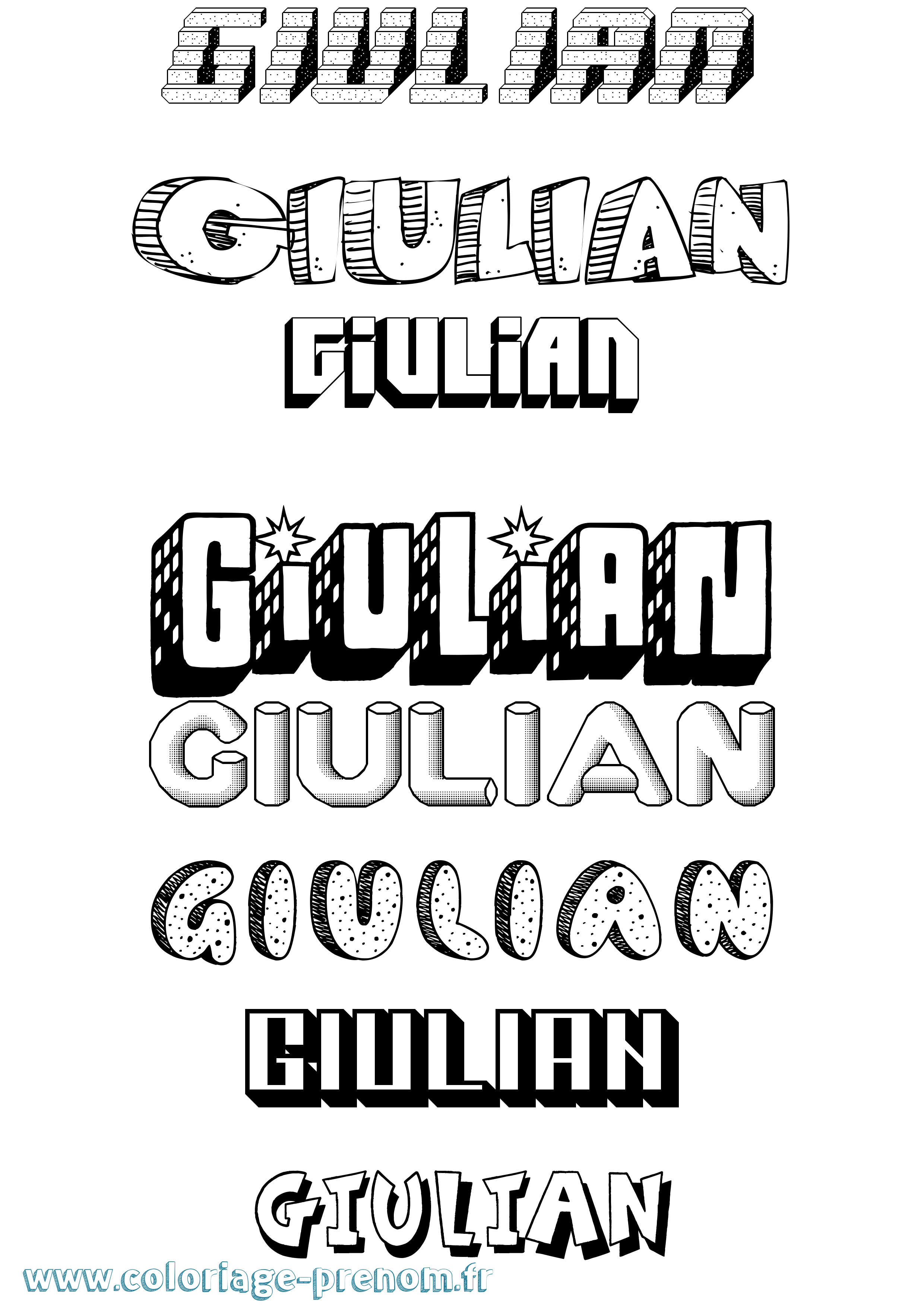 Coloriage prénom Giulian Effet 3D