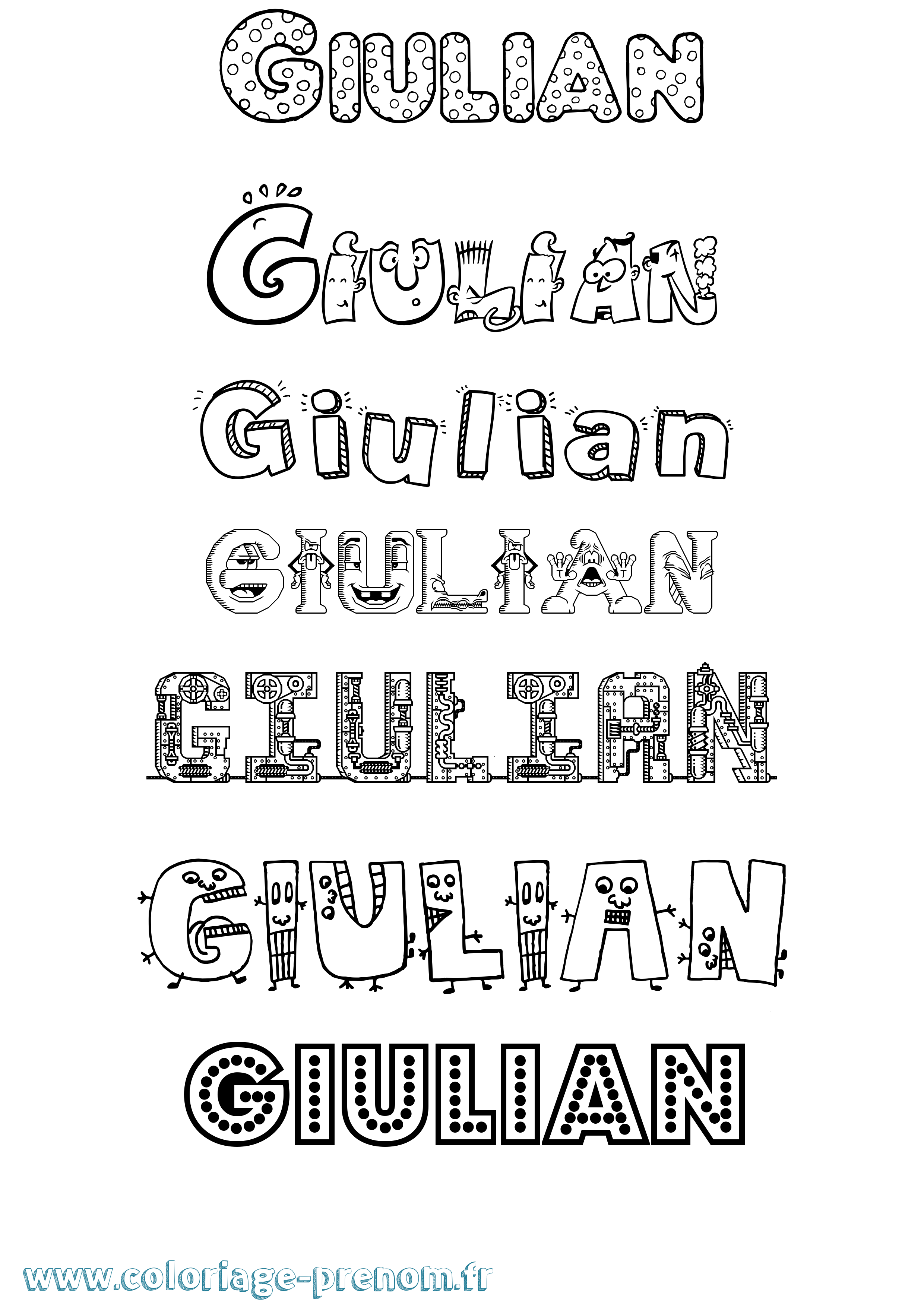 Coloriage prénom Giulian Fun