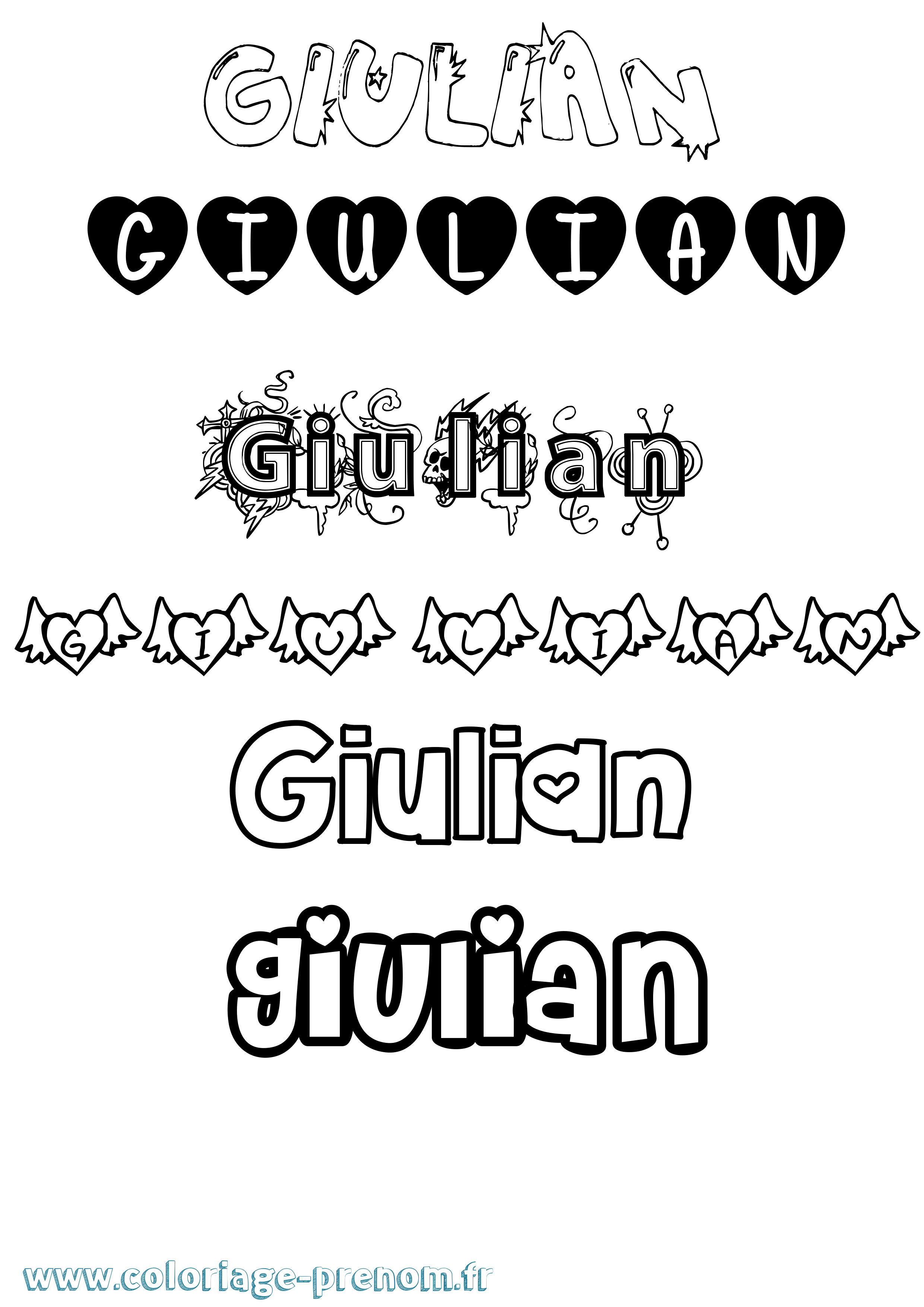 Coloriage prénom Giulian Girly