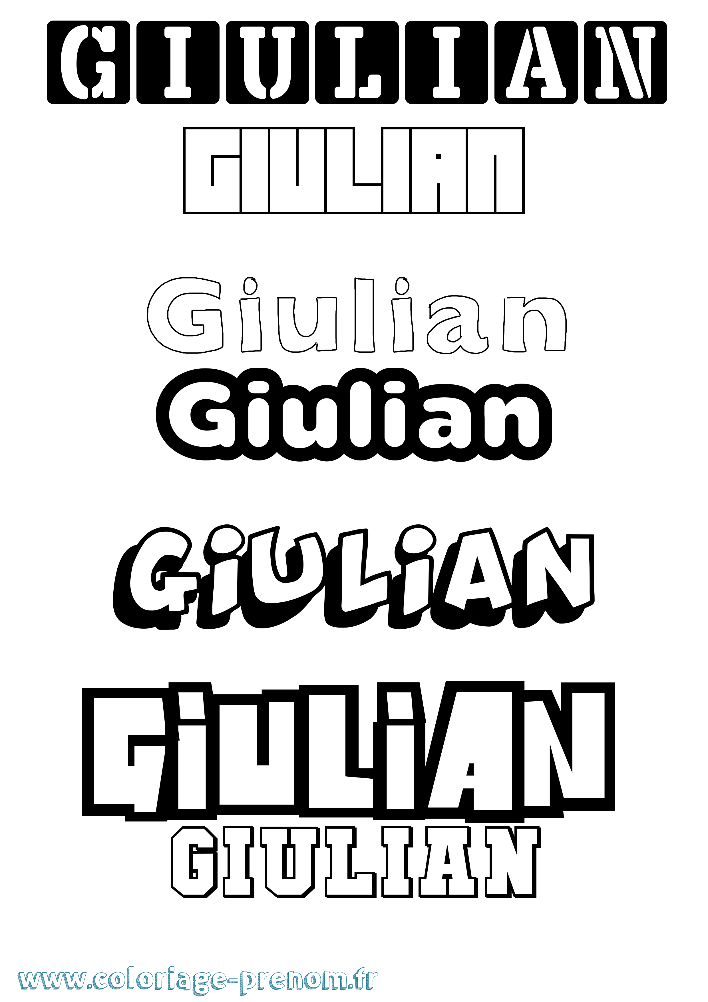 Coloriage prénom Giulian Simple