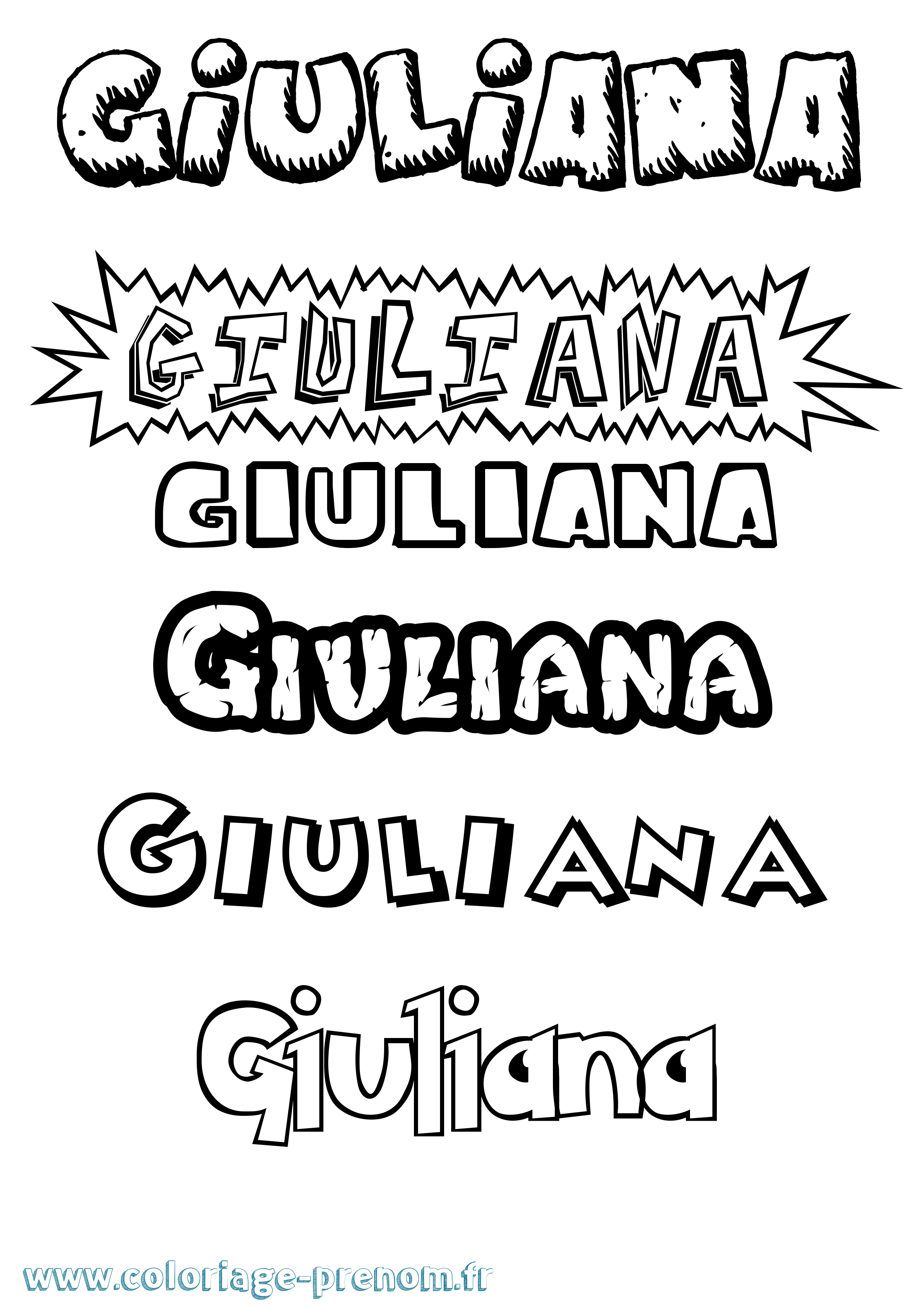 Coloriage Giuliana Dessin Animé Coloriage prénom Giuliana Dessin Animé