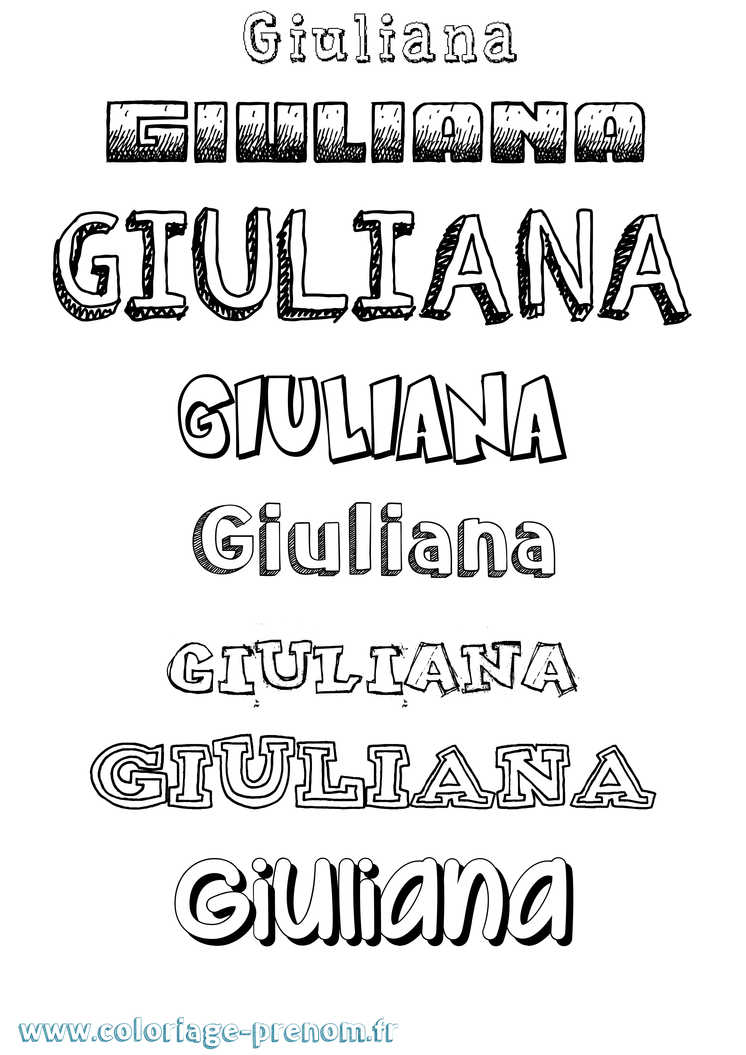 Coloriage prénom Giuliana Dessiné