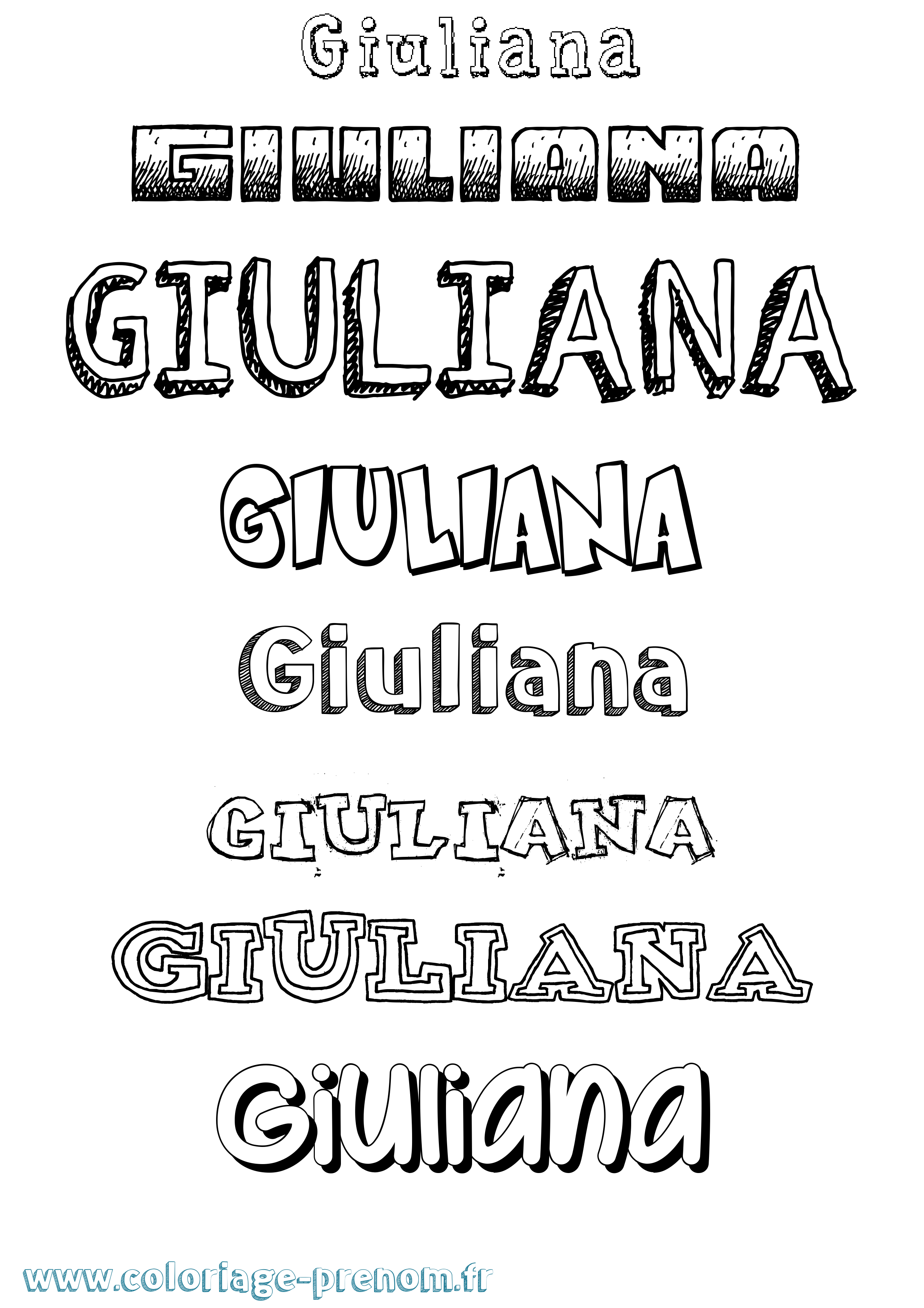 Coloriage Giuliana Dessiné Coloriage prénom Giuliana Dessiné