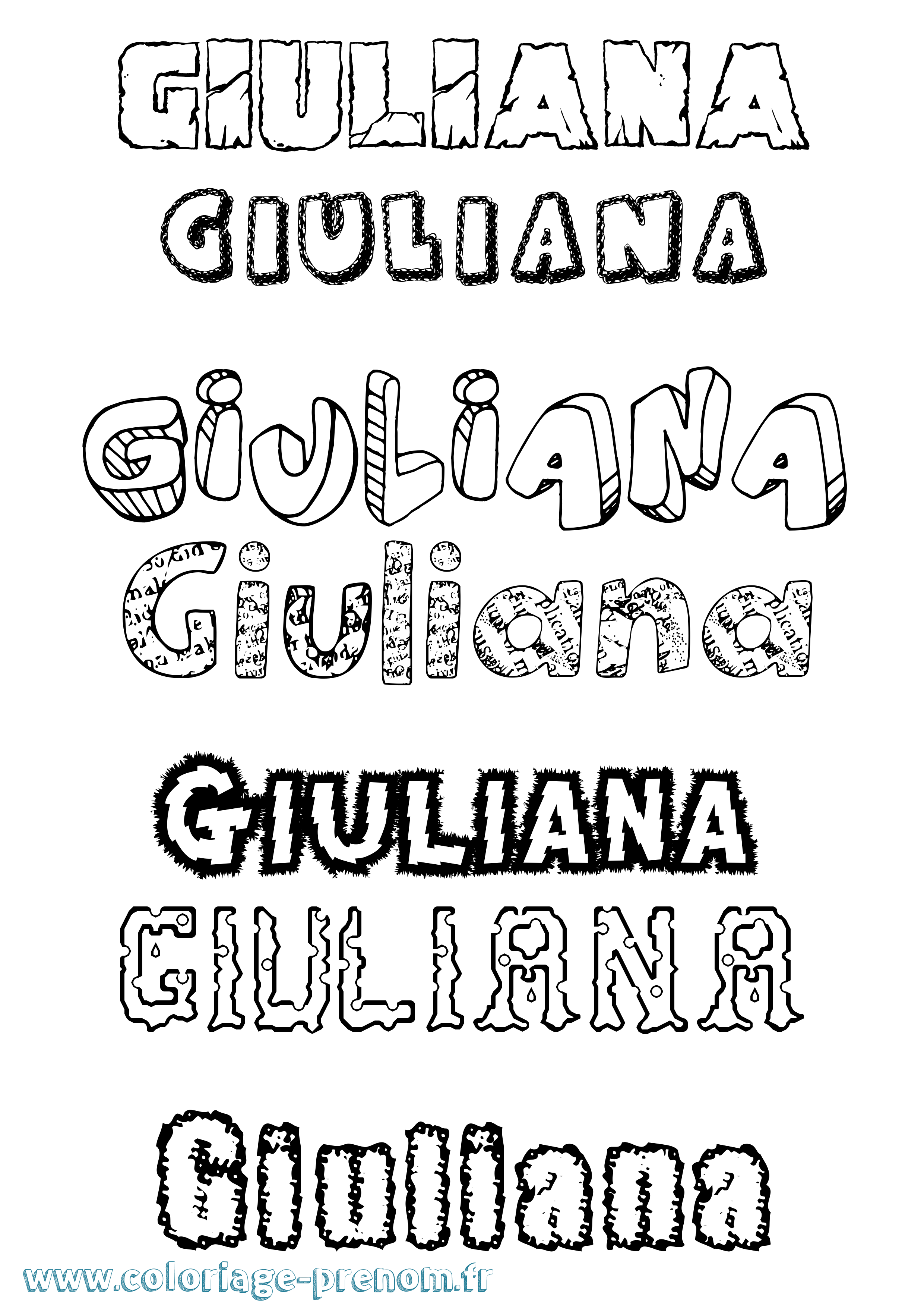 Coloriage Giuliana Destructuré Coloriage prénom Giuliana Destructuré