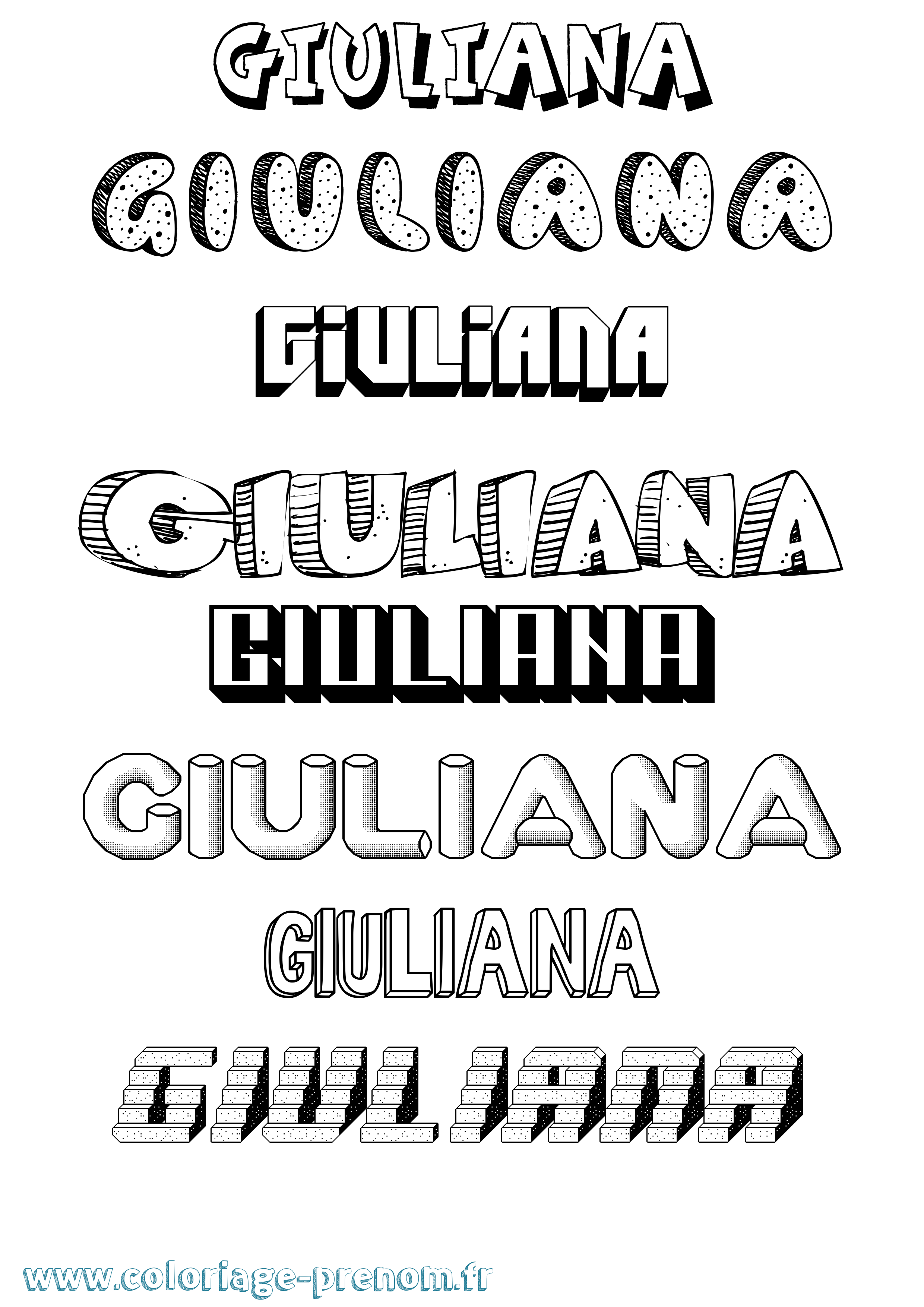 Coloriage Giuliana Effet 3D Coloriage prénom Giuliana Effet 3D