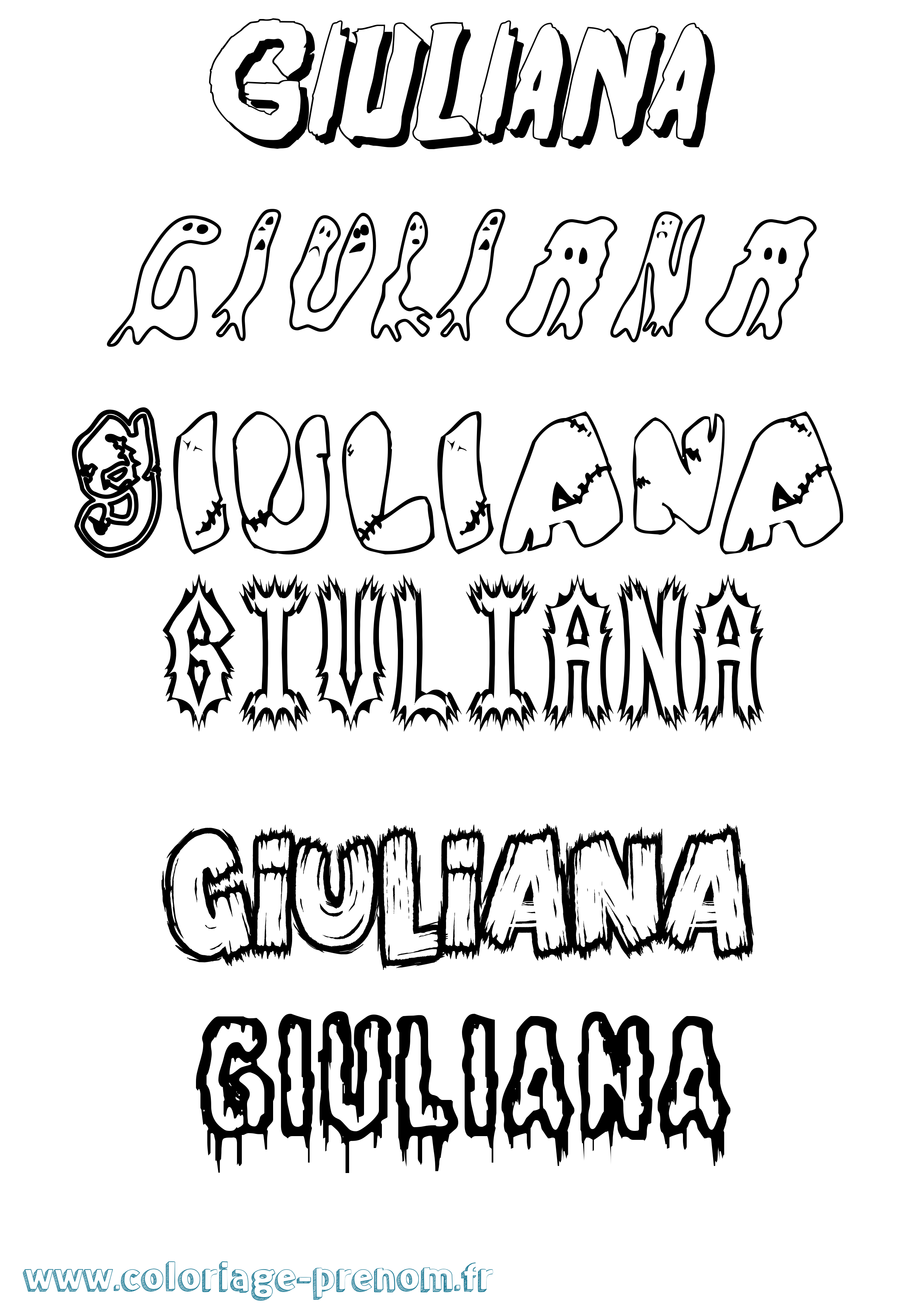 Coloriage prénom Giuliana Frisson