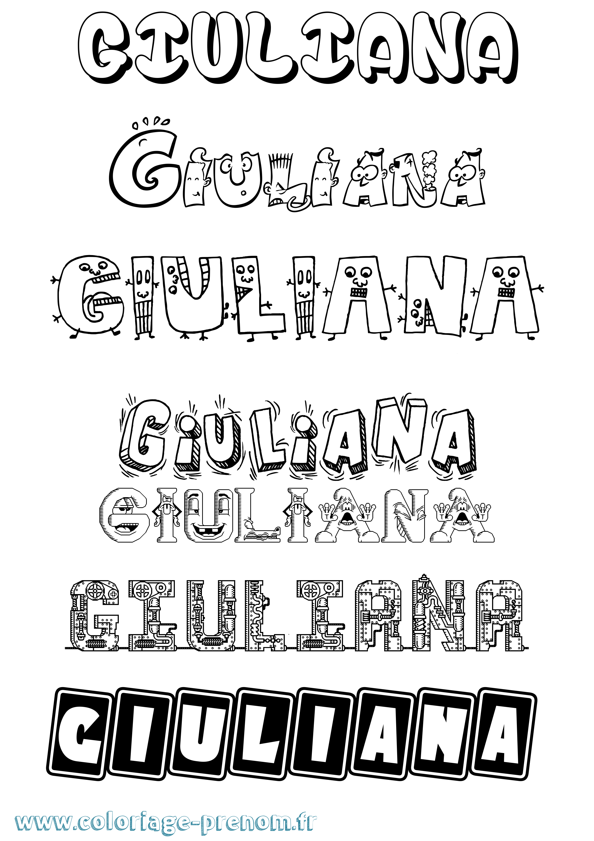 Coloriage Giuliana Fun Coloriage prénom Giuliana Fun