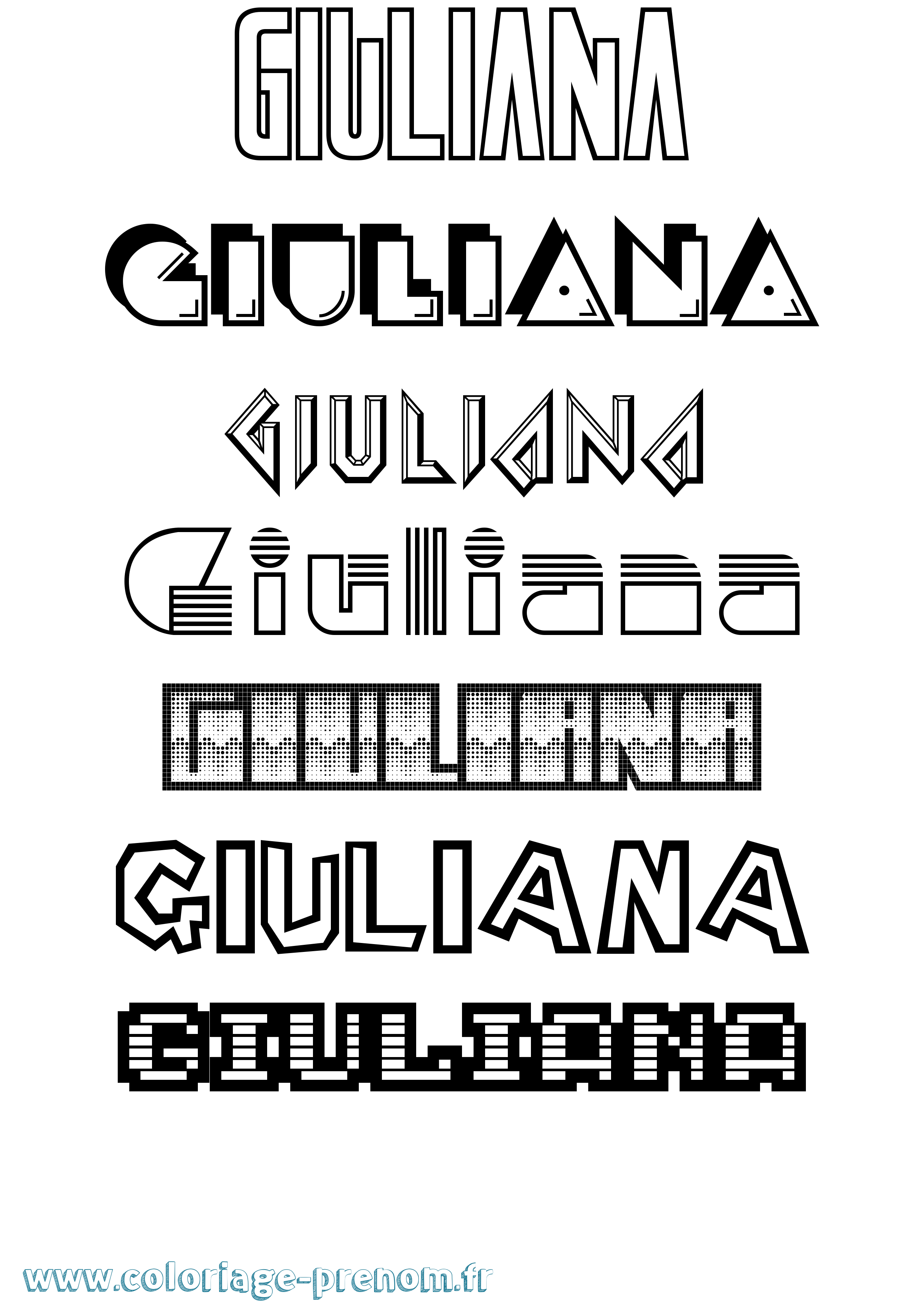 Coloriage prénom Giuliana Jeux Vidéos
