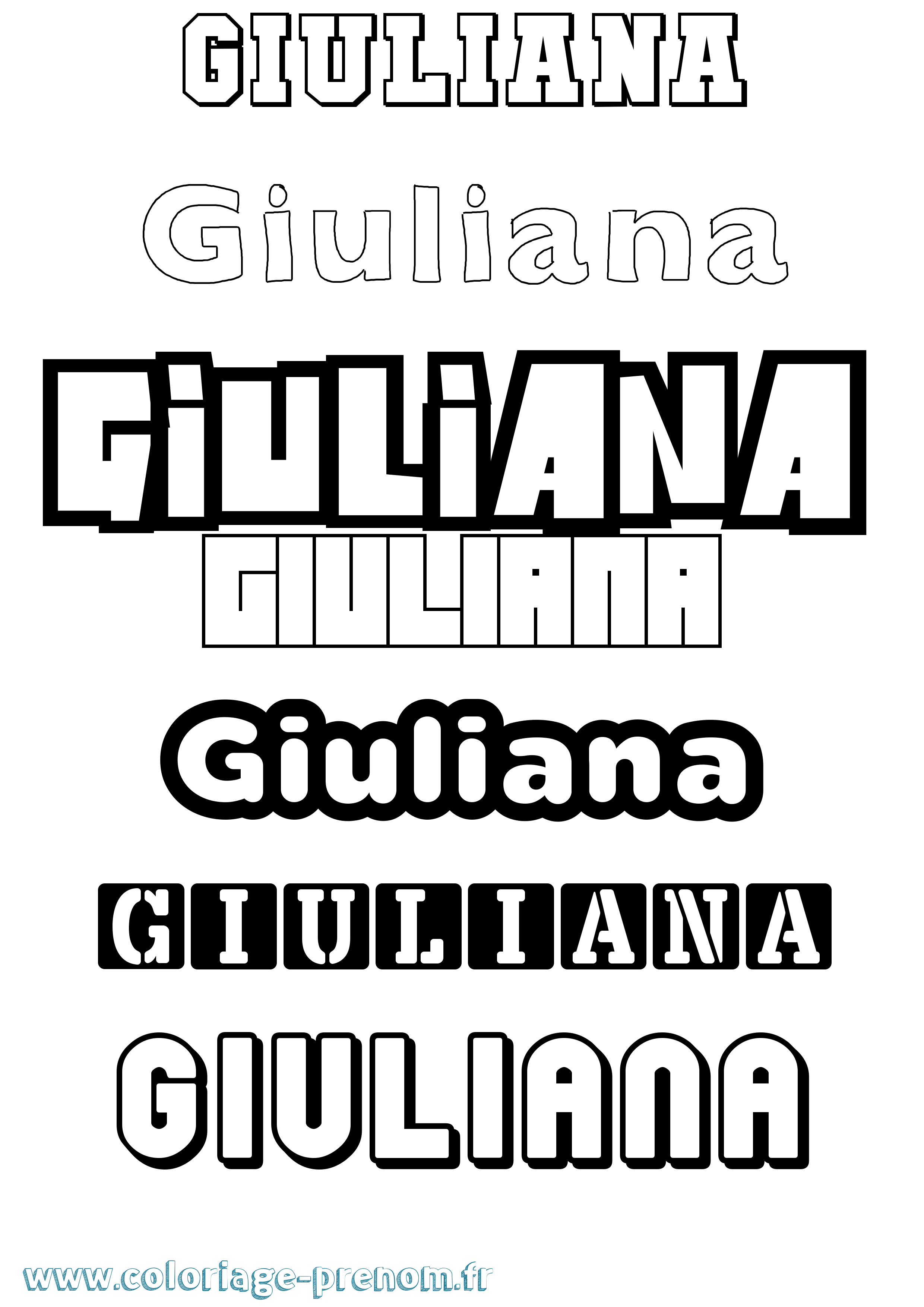 Coloriage Giuliana Simple Coloriage prénom Giuliana Simple