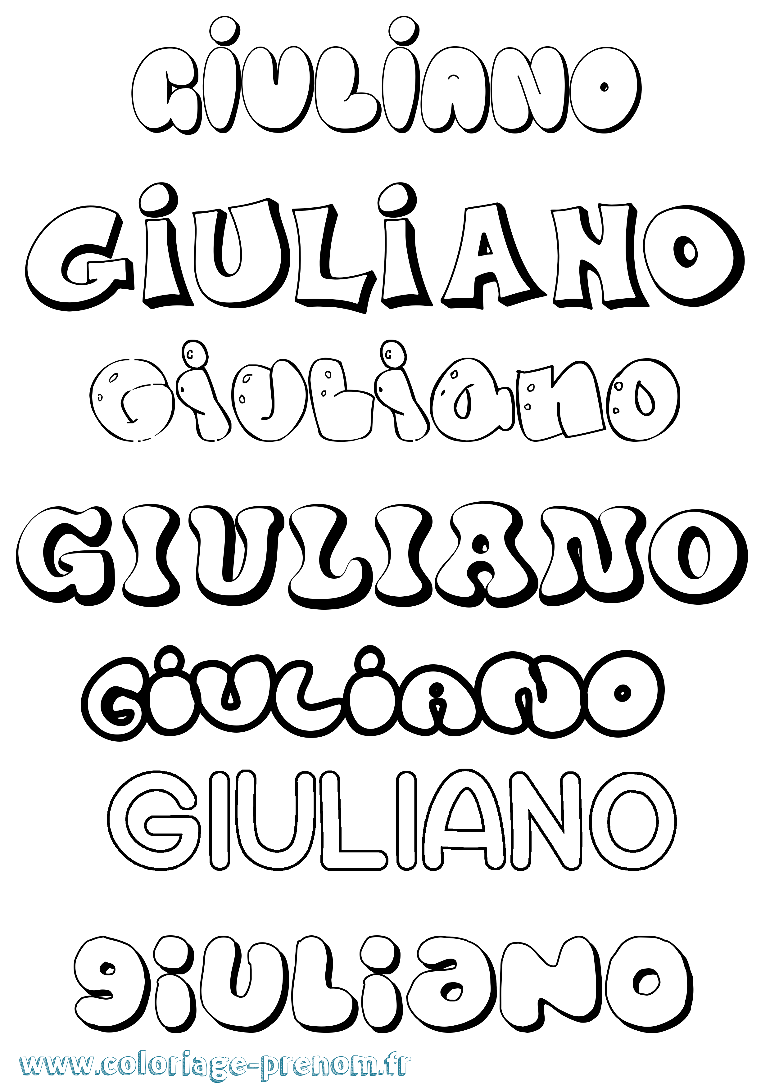 Coloriage prénom Giuliano Bubble