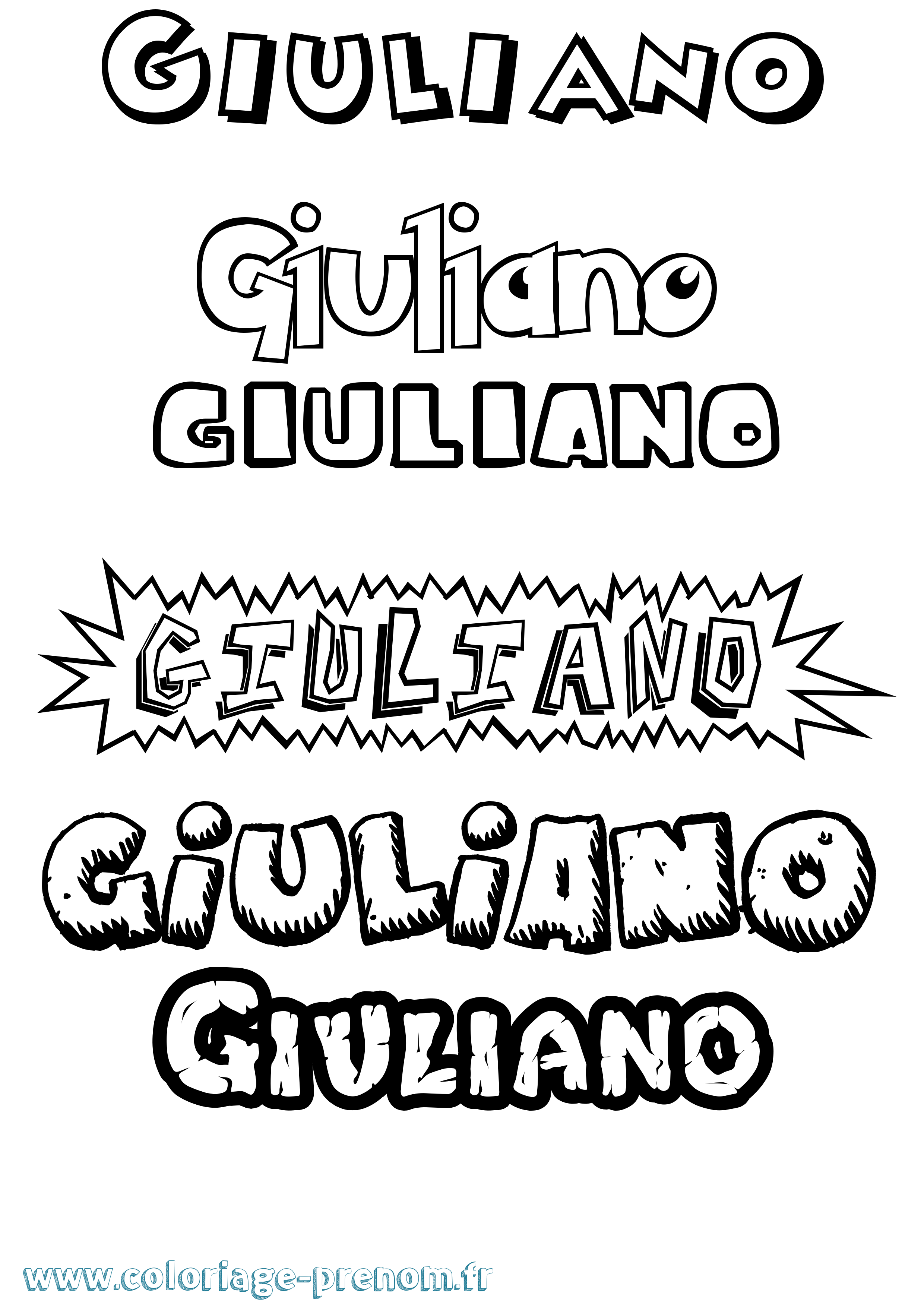 Coloriage prénom Giuliano Dessin Animé