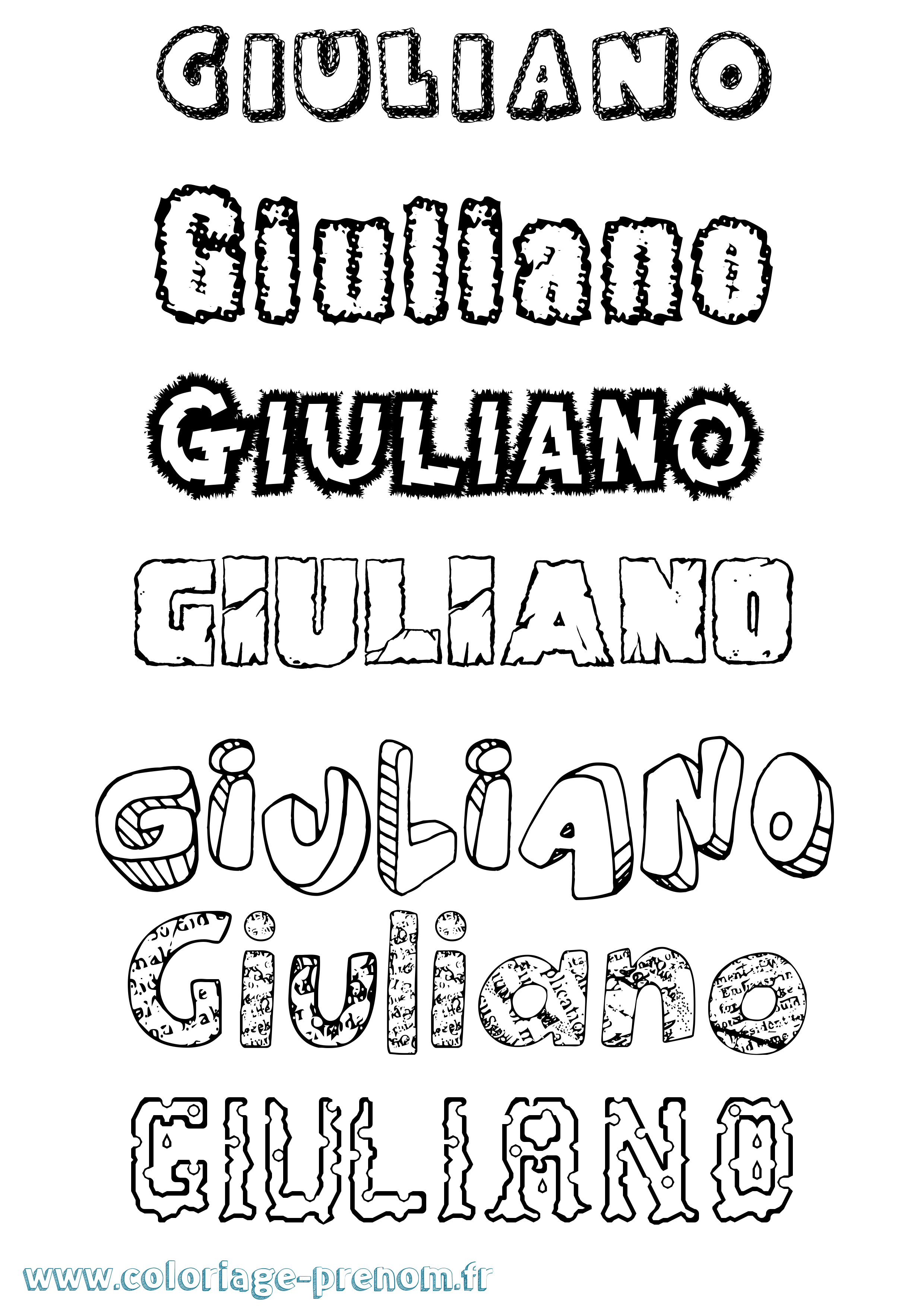 Coloriage prénom Giuliano Destructuré