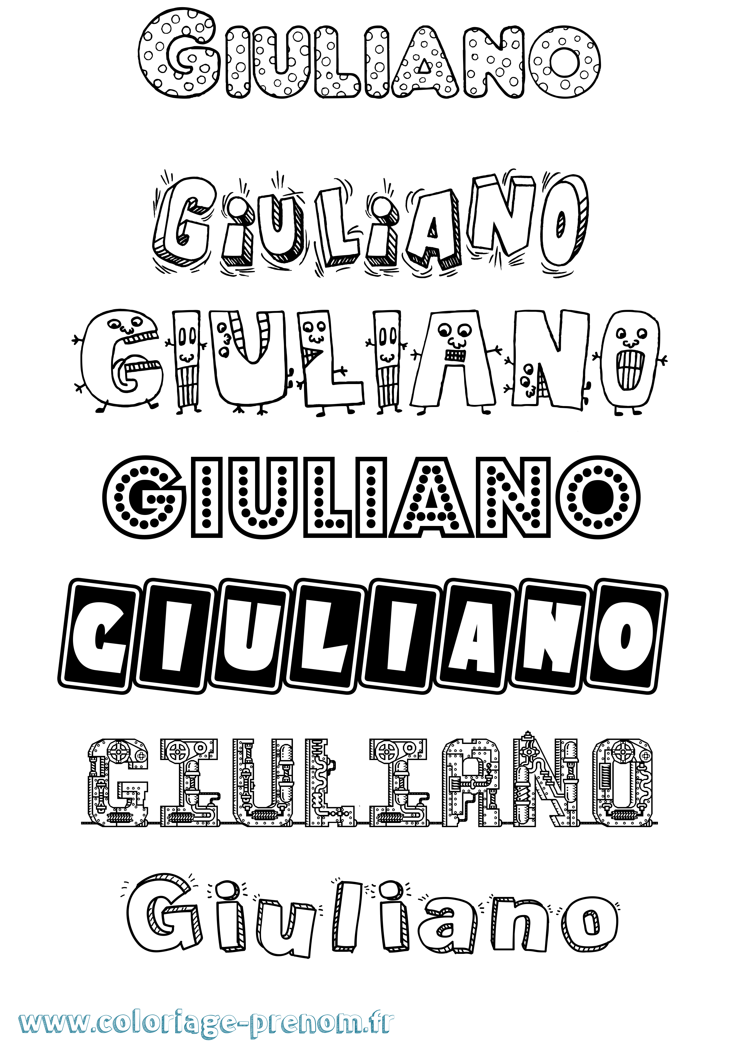 Coloriage prénom Giuliano Fun