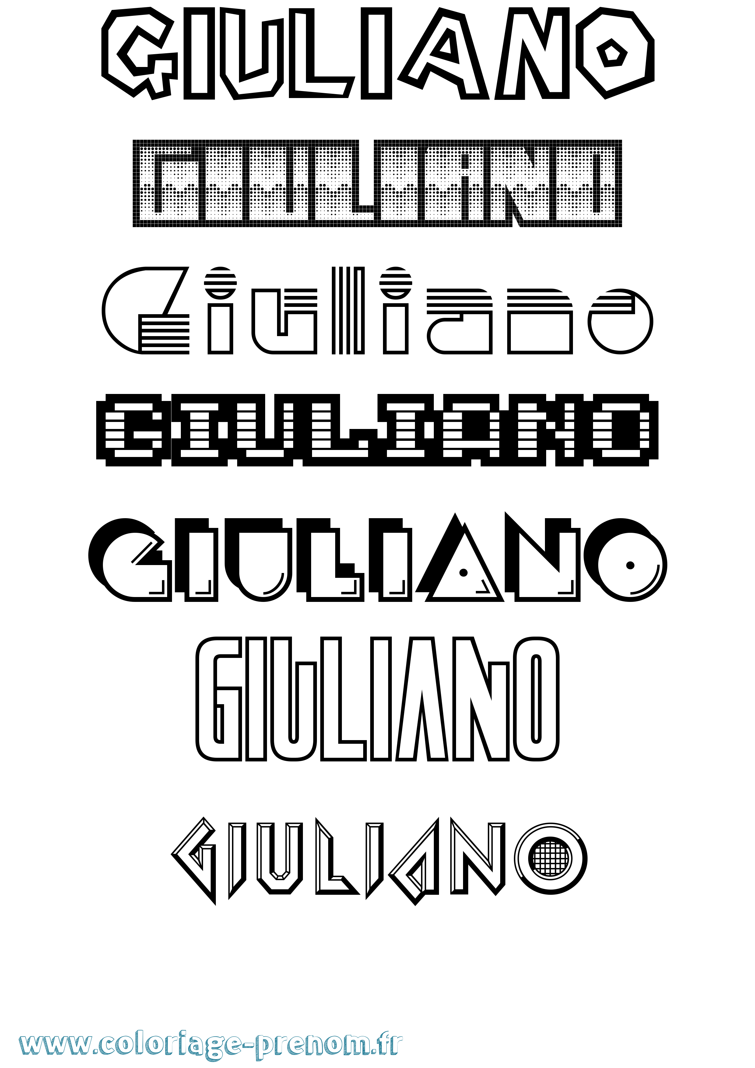 Coloriage prénom Giuliano Jeux Vidéos
