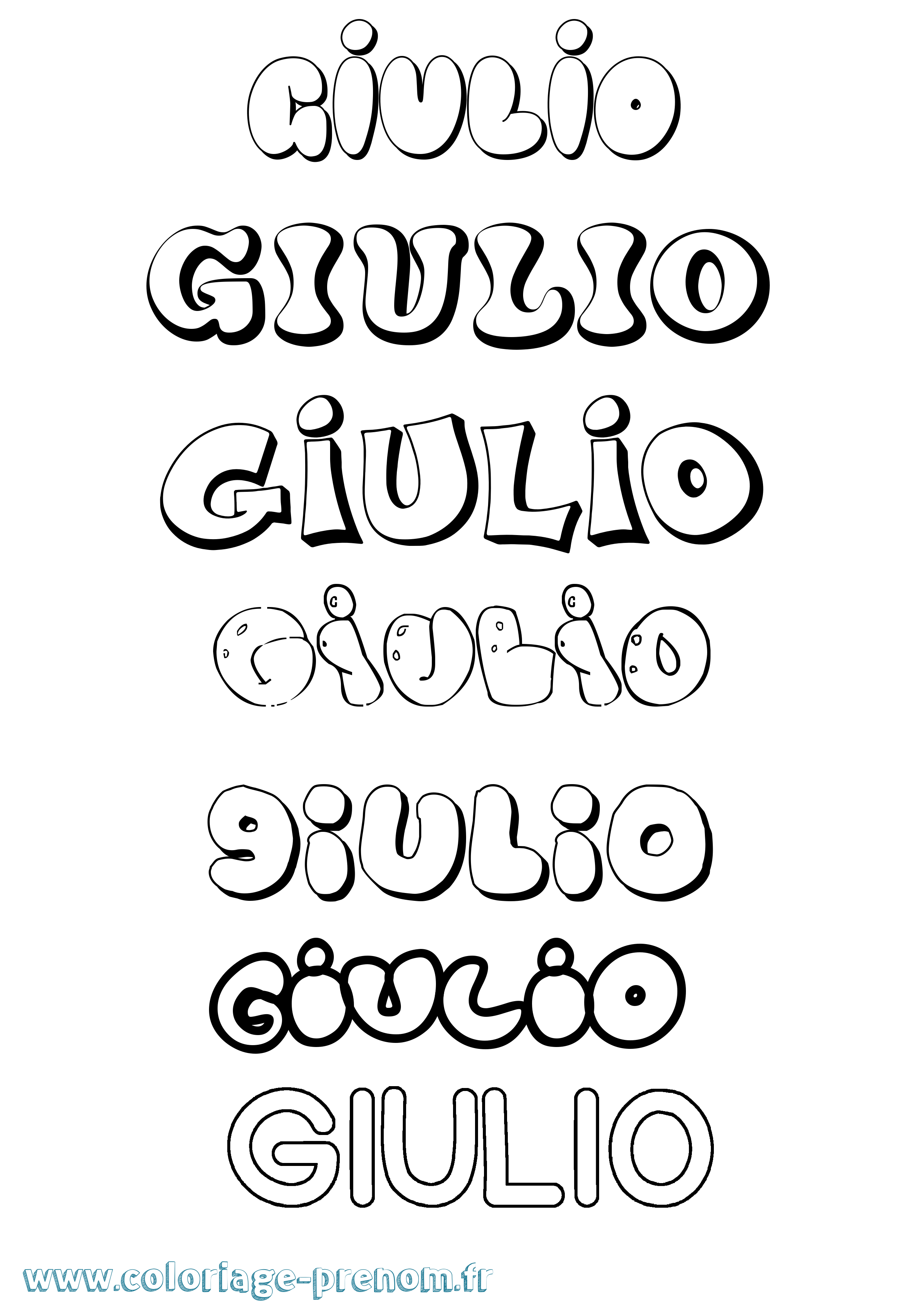 Coloriage Giulio Bubble Coloriage prénom Giulio Bubble