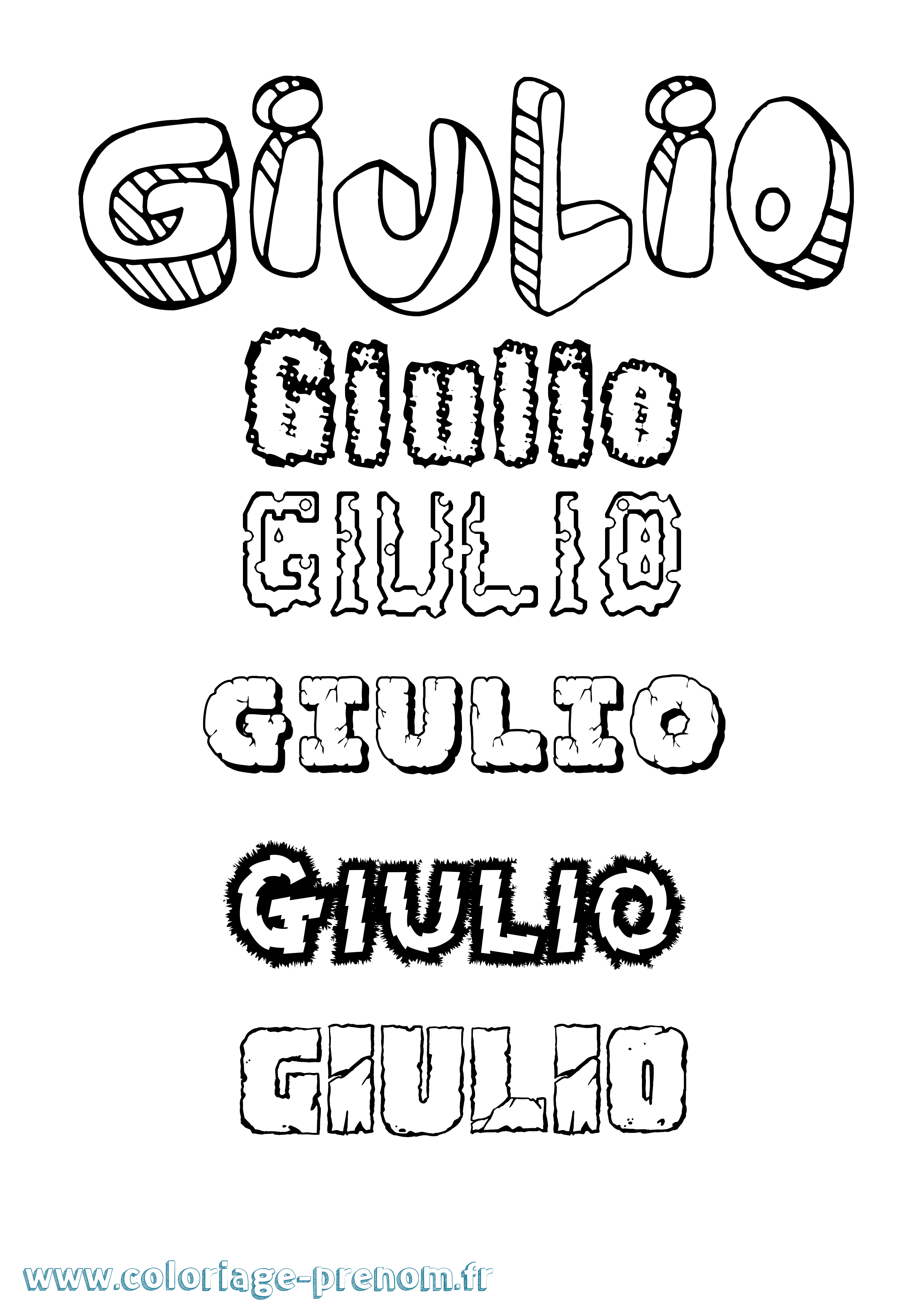 Coloriage Giulio Destructuré Coloriage prénom Giulio Destructuré