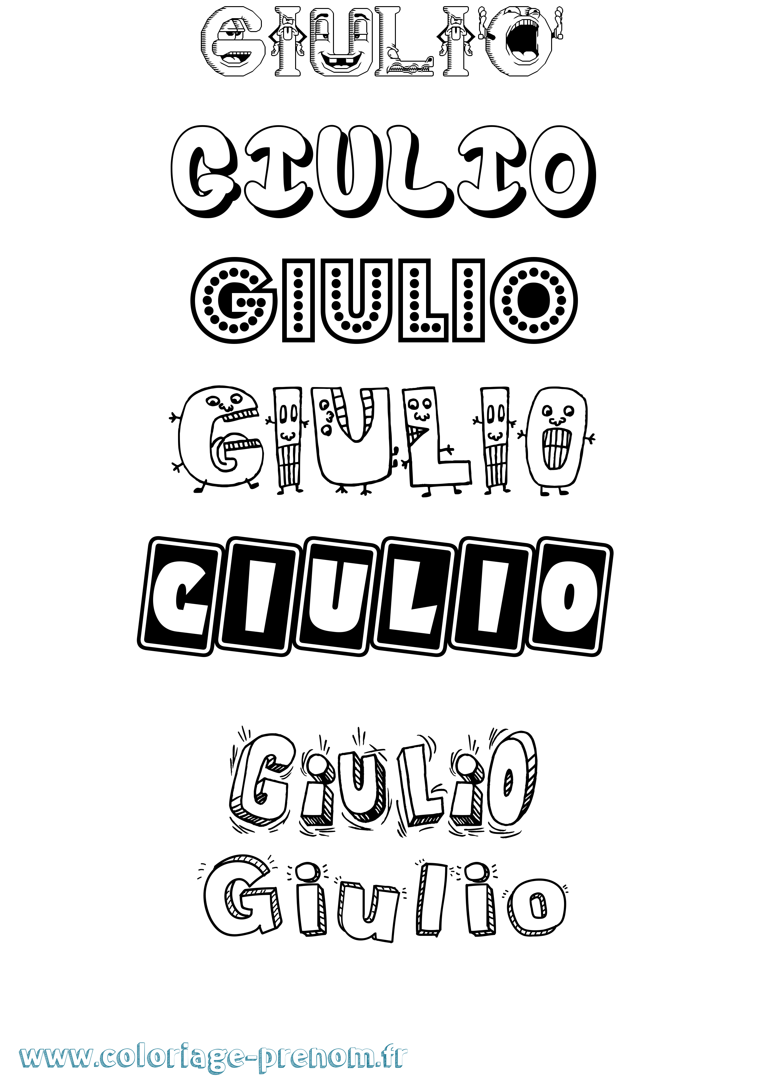 Coloriage prénom Giulio Fun