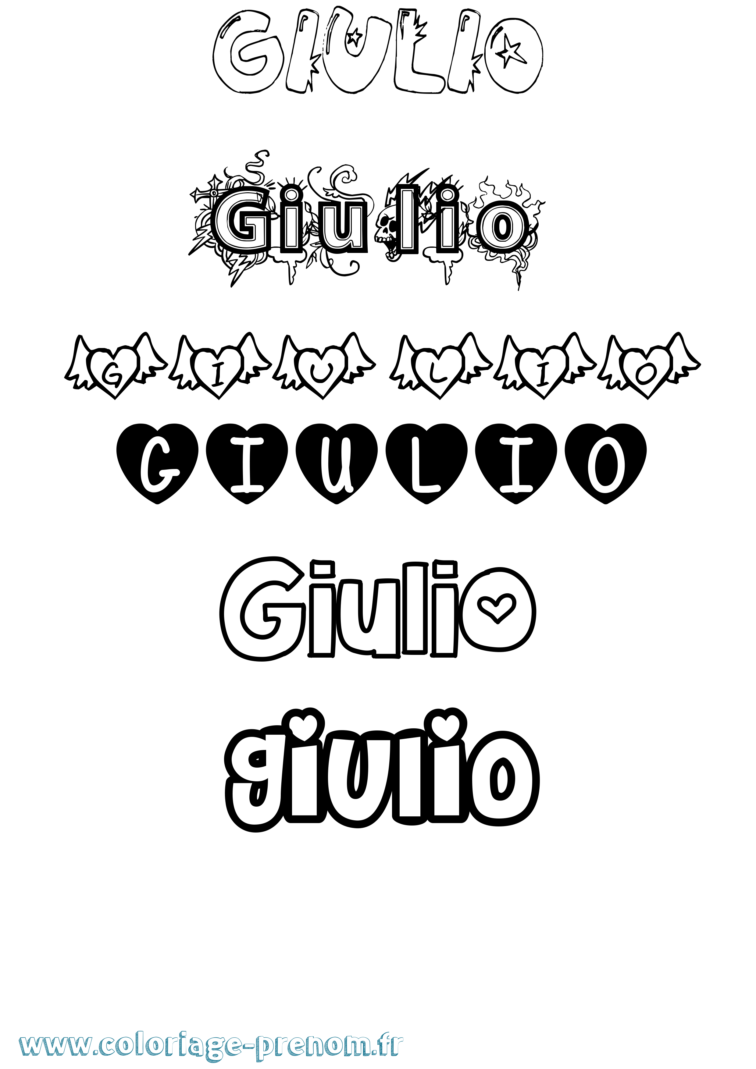 Coloriage prénom Giulio Girly