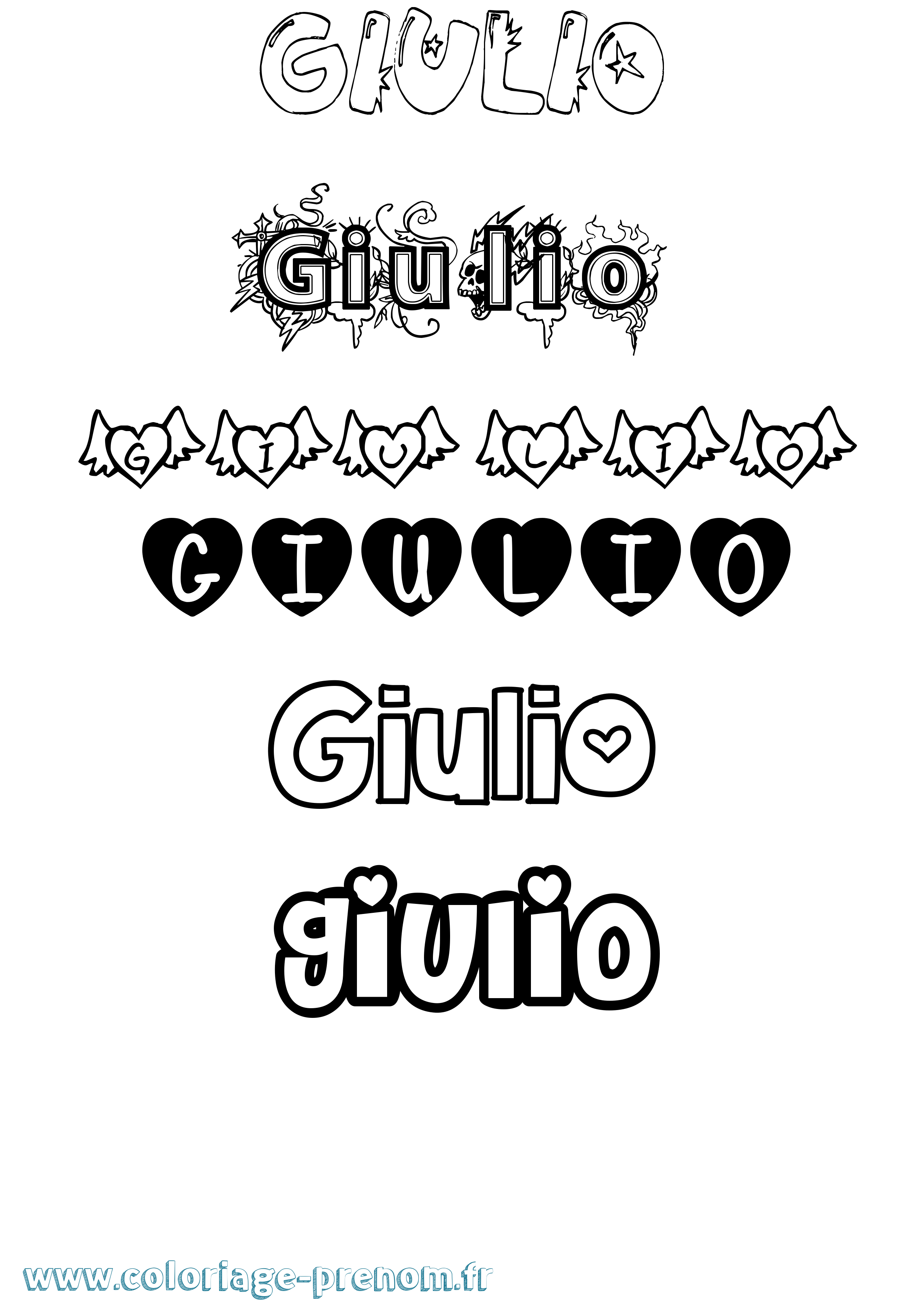 Coloriage Giulio Girly Coloriage prénom Giulio Girly