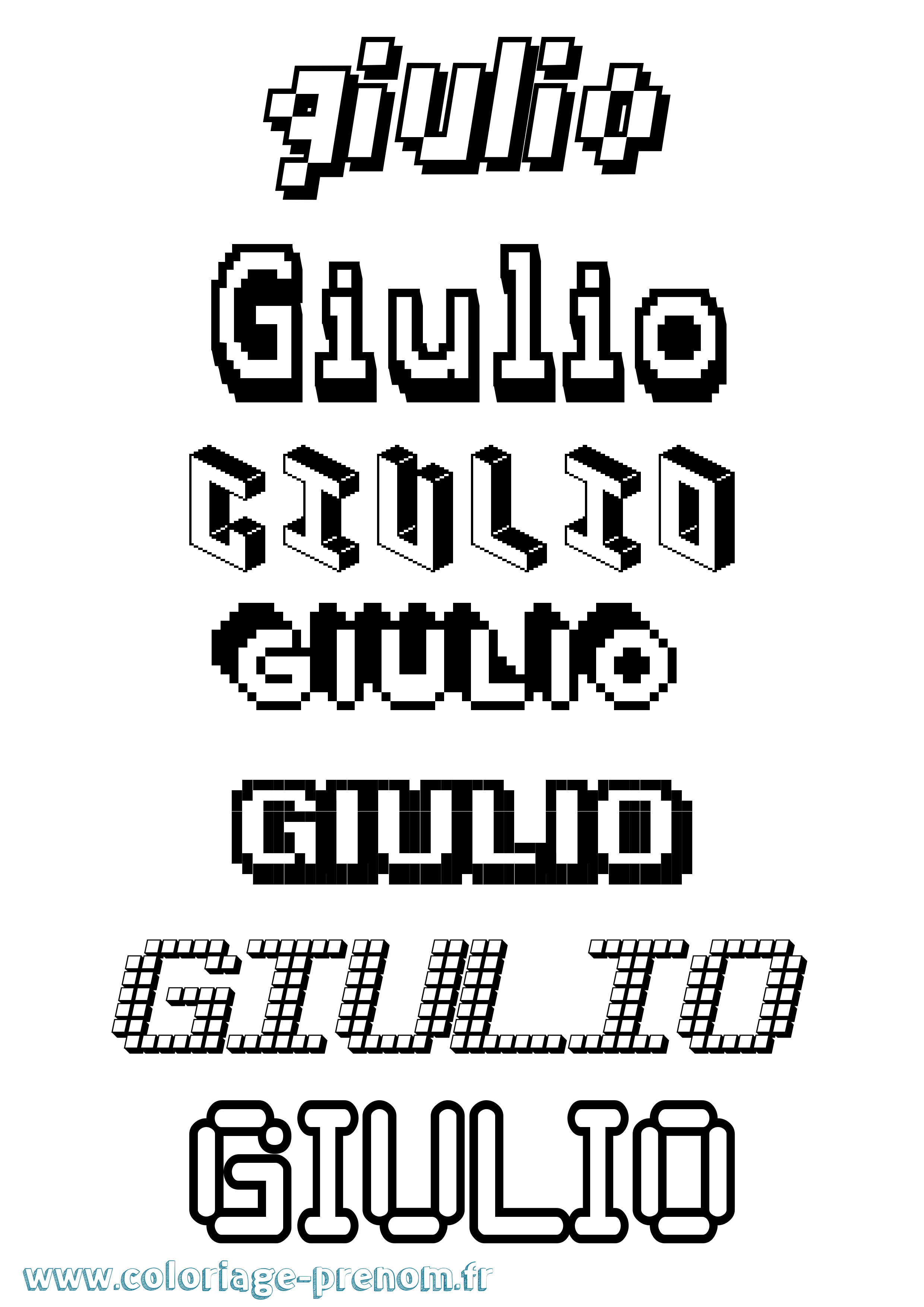 Coloriage prénom Giulio Pixel