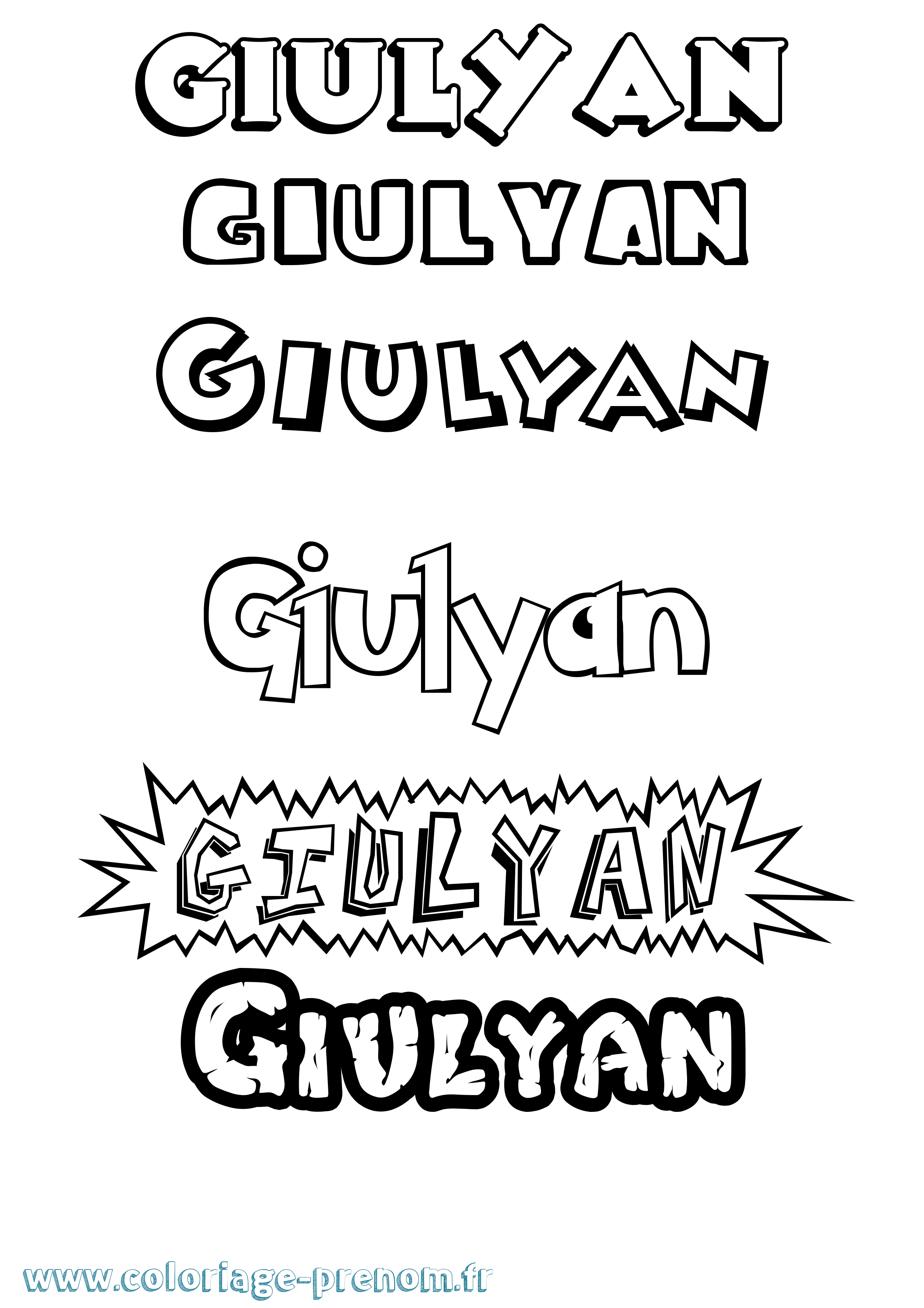 Coloriage prénom Giulyan Dessin Animé