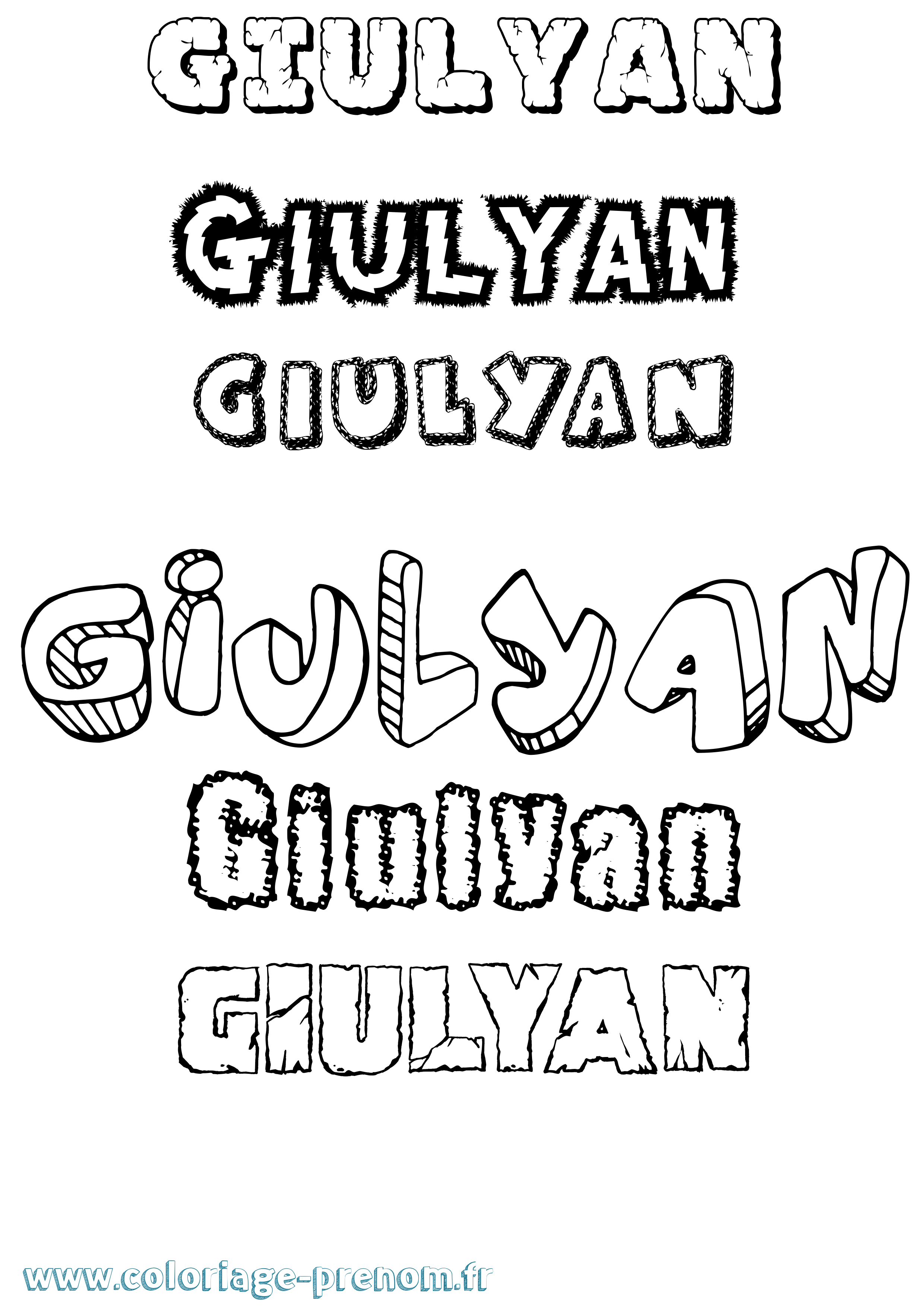 Coloriage prénom Giulyan Destructuré
