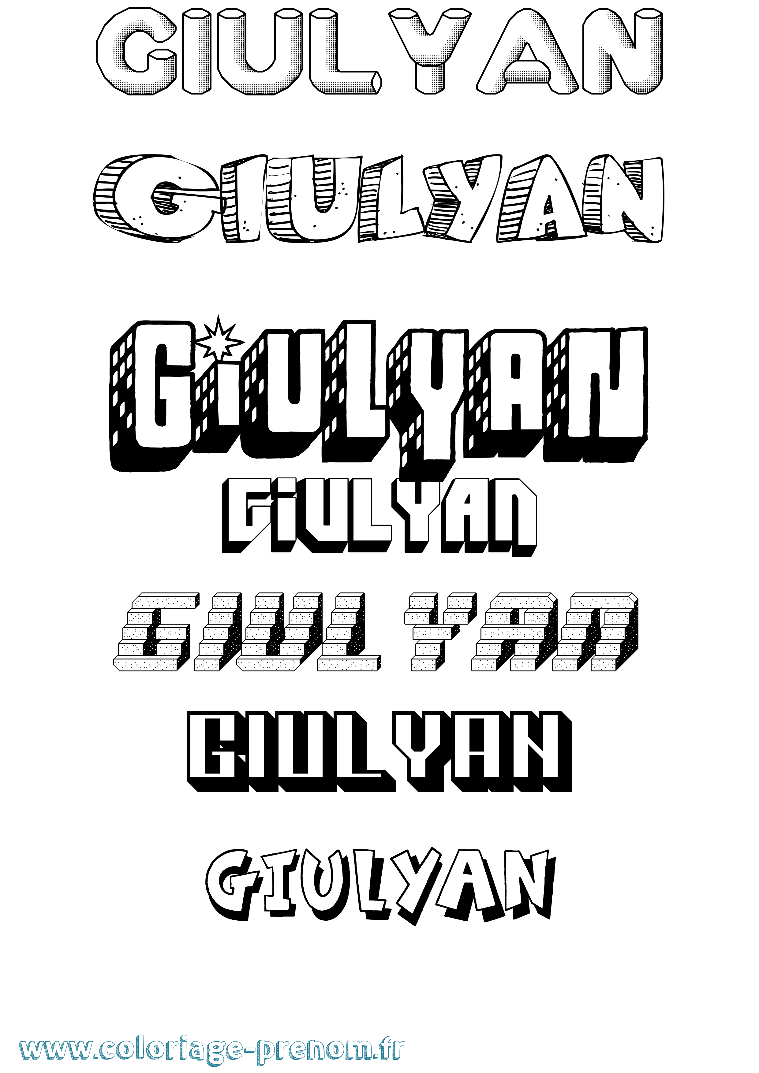 Coloriage prénom Giulyan Effet 3D