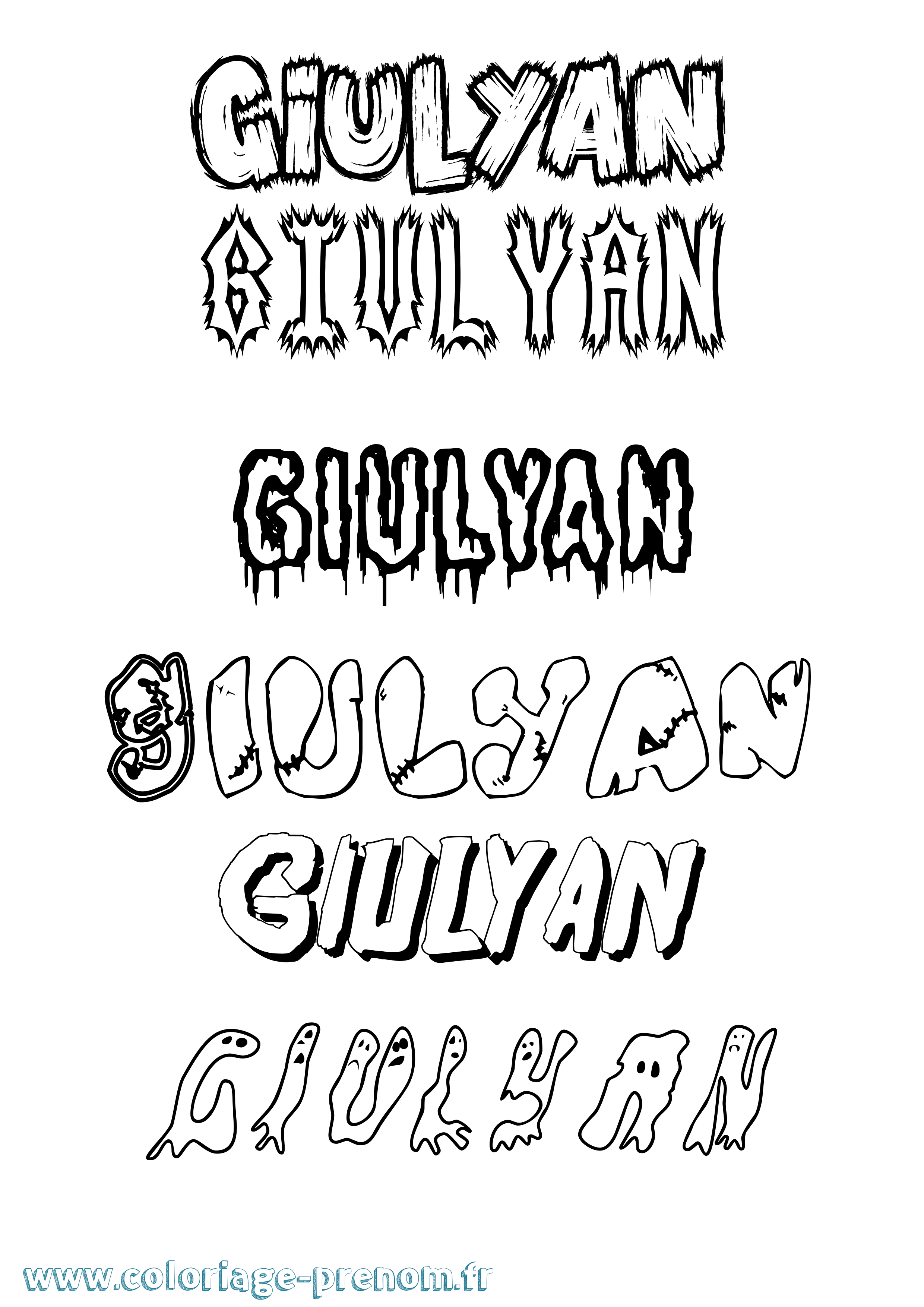 Coloriage prénom Giulyan Frisson