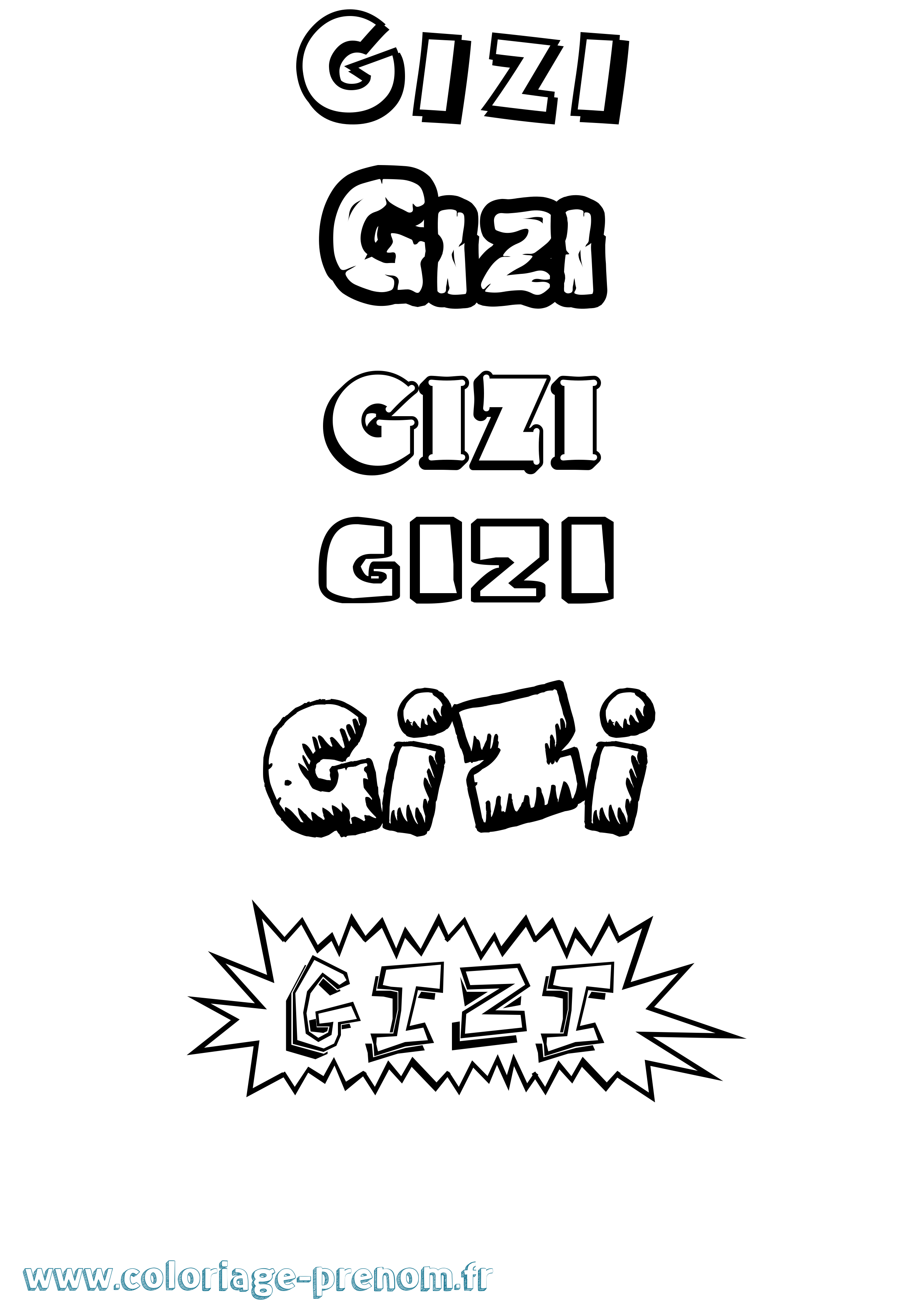 Coloriage Gizi Dessin Animé Coloriage prénom Gizi Dessin Animé