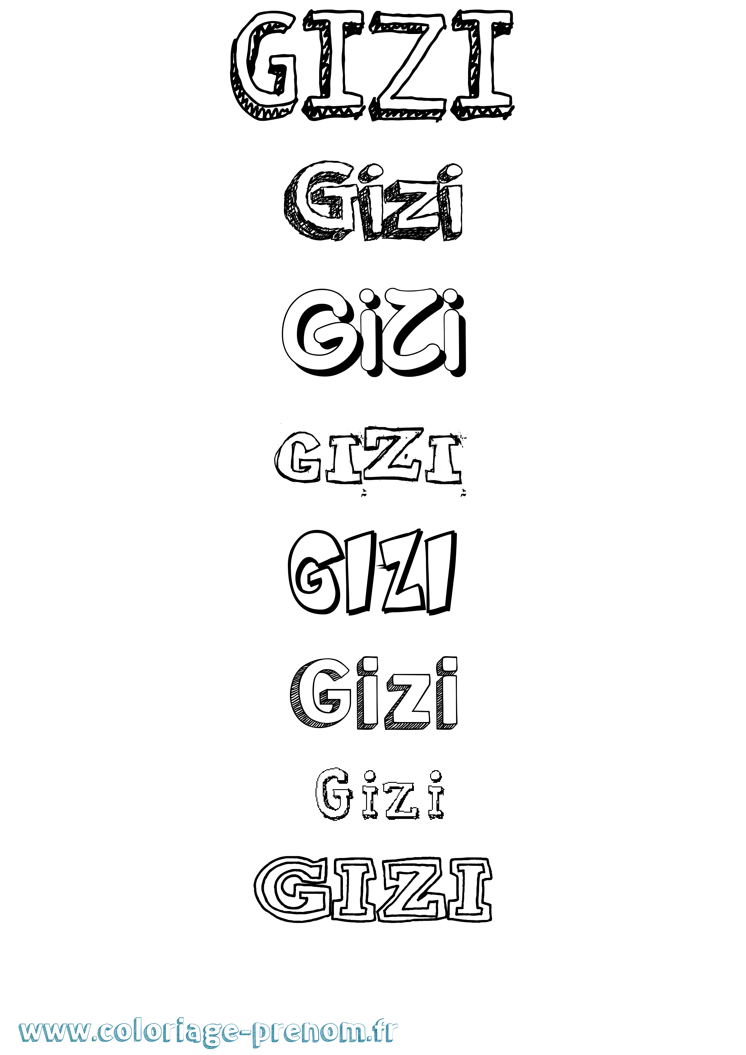 Coloriage Gizi Dessiné Coloriage prénom Gizi Dessiné