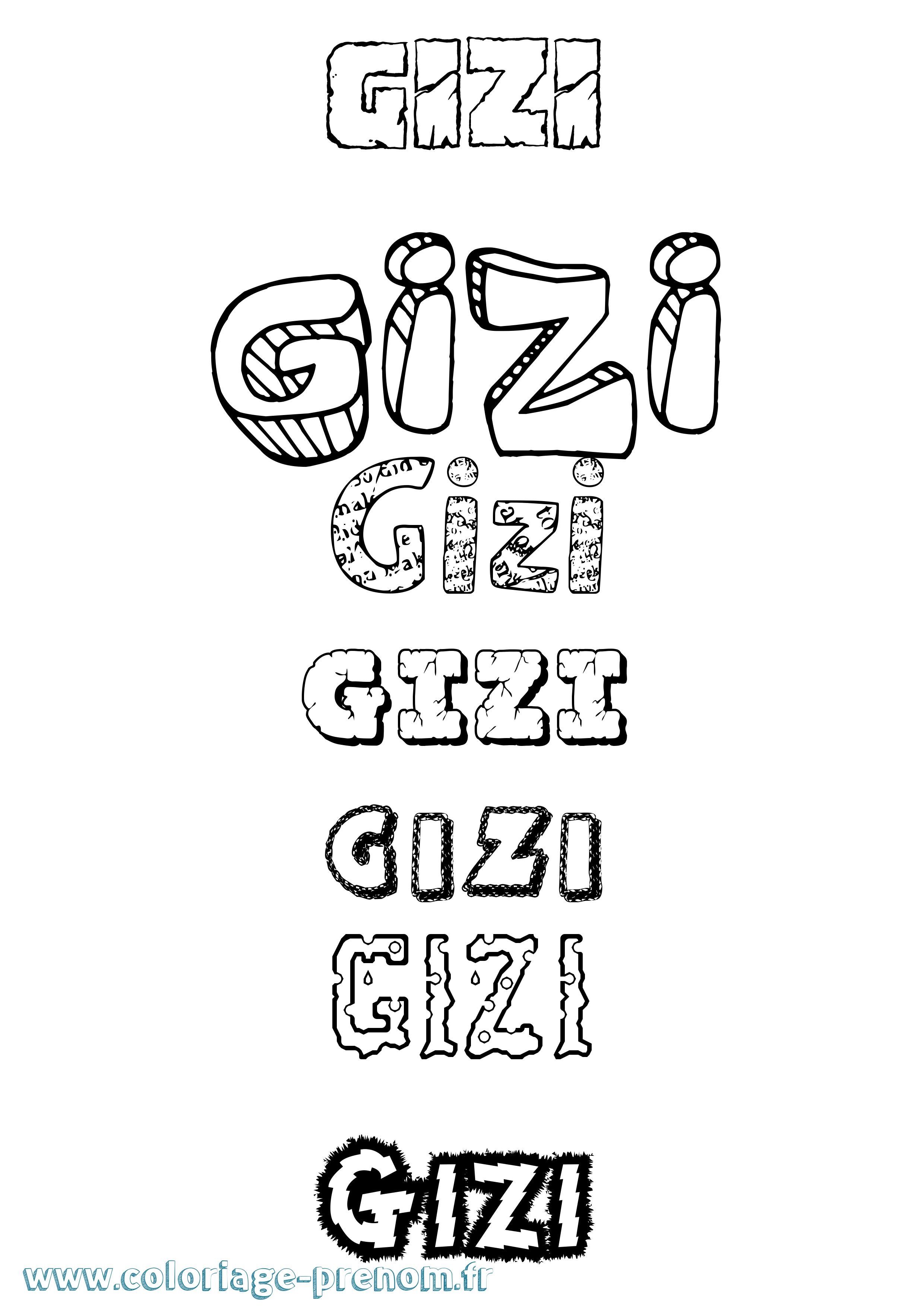 Coloriage Gizi Destructuré Coloriage prénom Gizi Destructuré