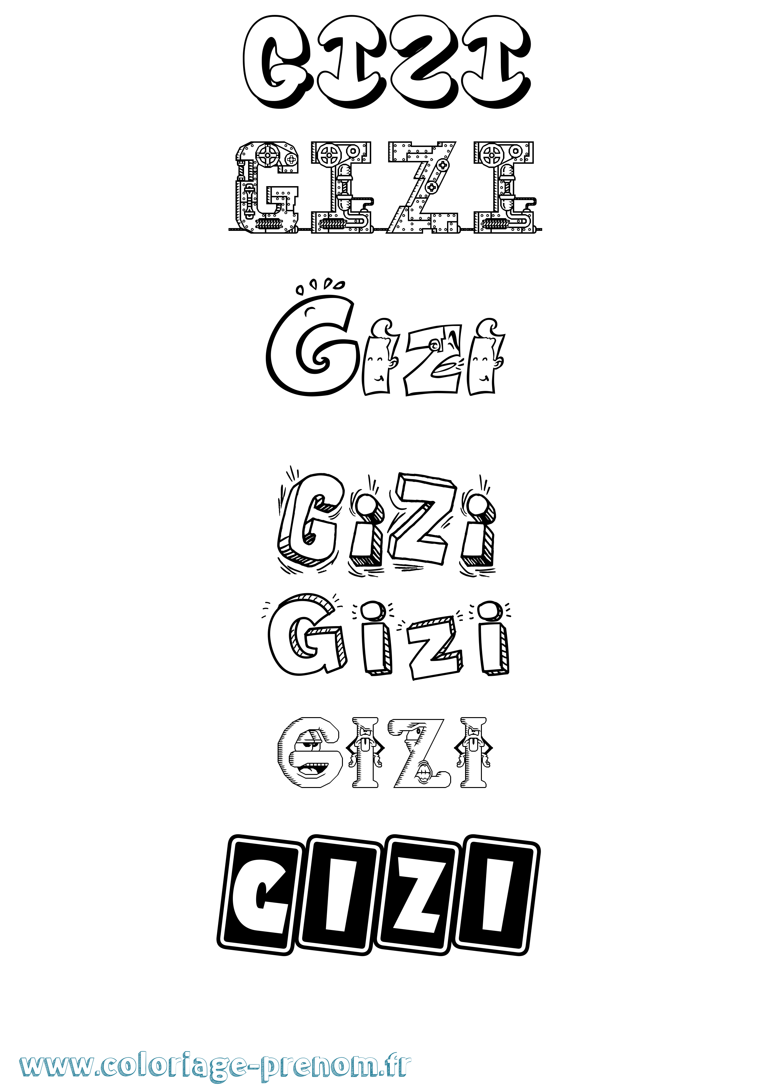 Coloriage Gizi Fun Coloriage prénom Gizi Fun