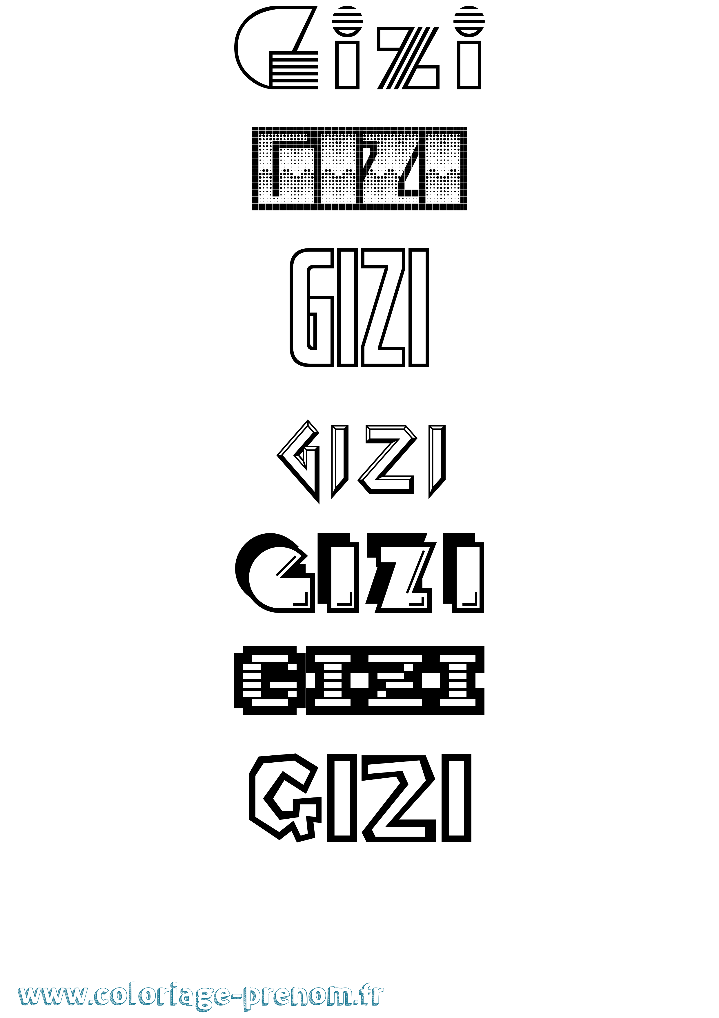 Coloriage Gizi Jeux Vidéos Coloriage prénom Gizi Jeux Vidéos