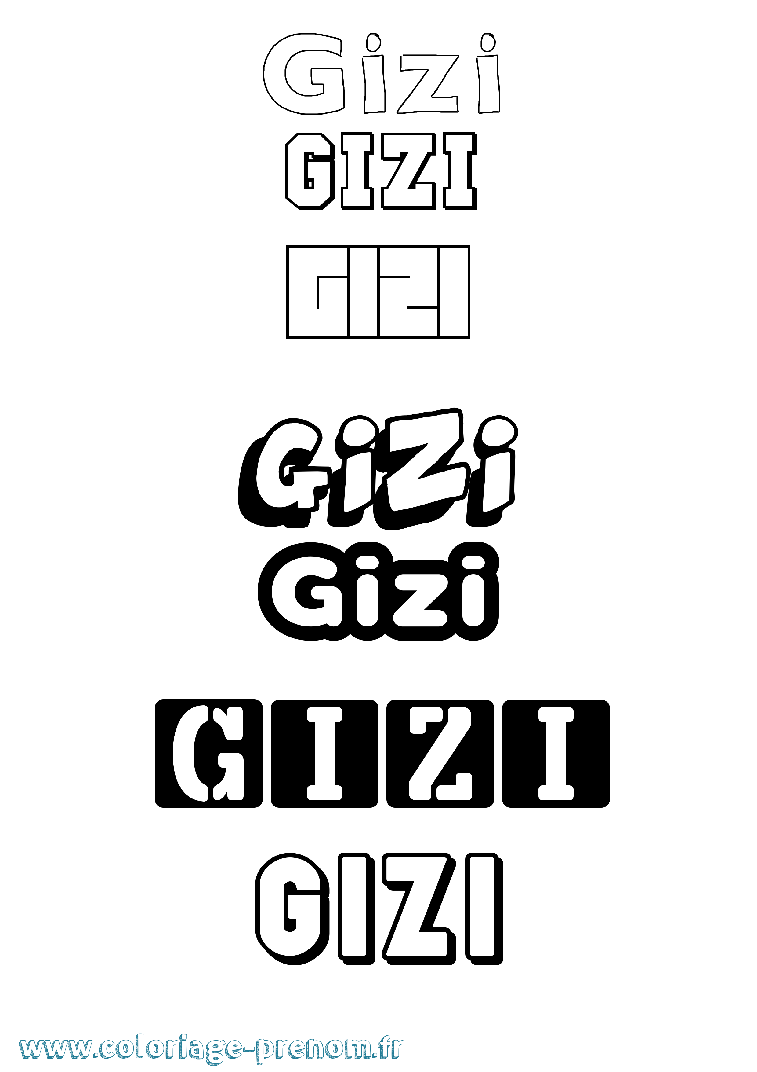 Coloriage Gizi Simple Coloriage prénom Gizi Simple