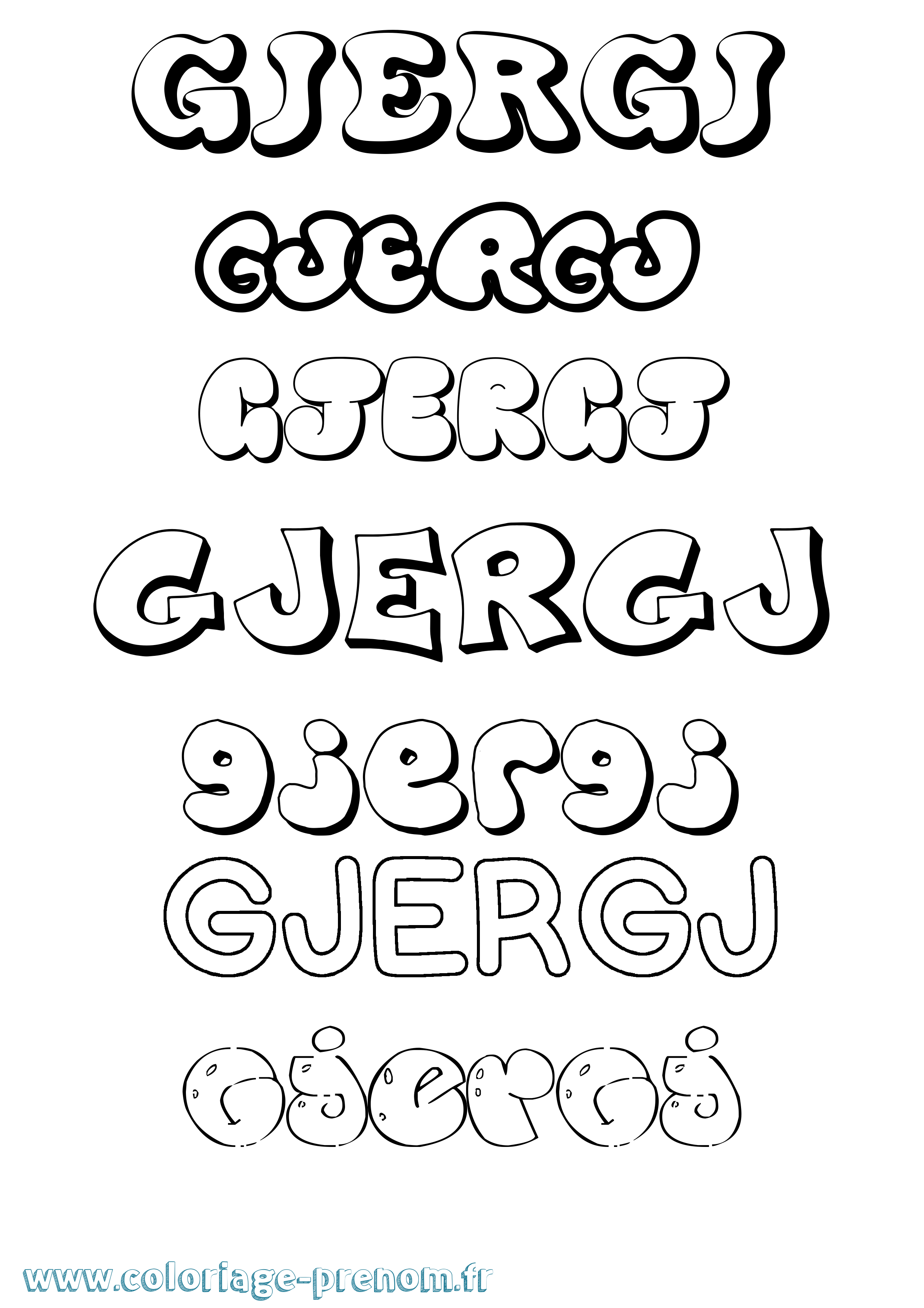 Coloriage Gjergj Bubble Coloriage prénom Gjergj Bubble