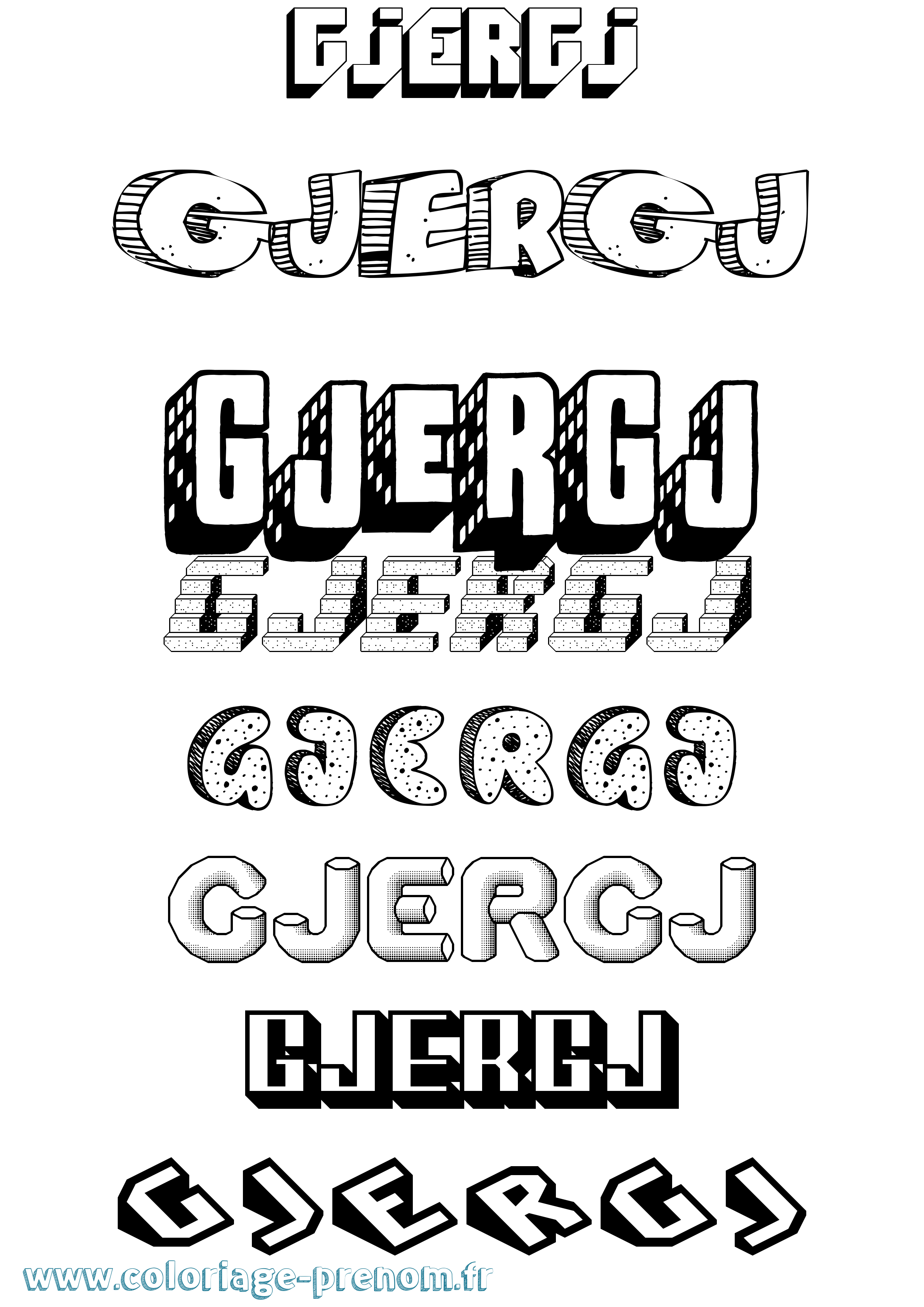 Coloriage Gjergj Effet 3D Coloriage prénom Gjergj Effet 3D