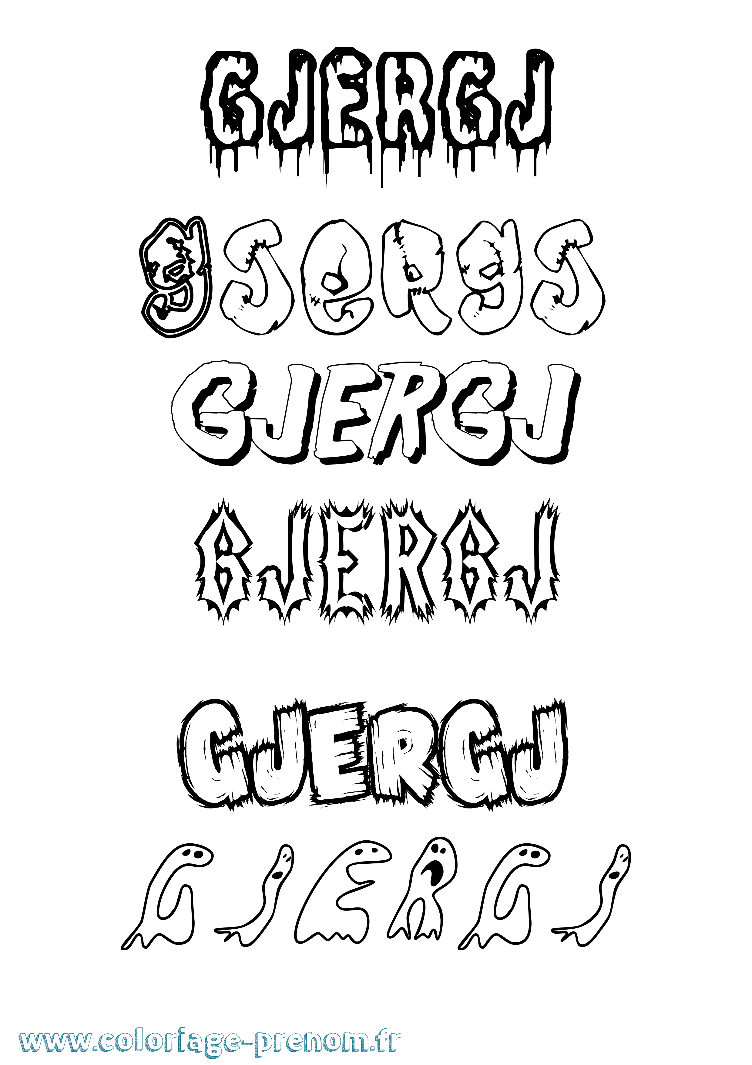 Coloriage Gjergj Frisson Coloriage prénom Gjergj Frisson