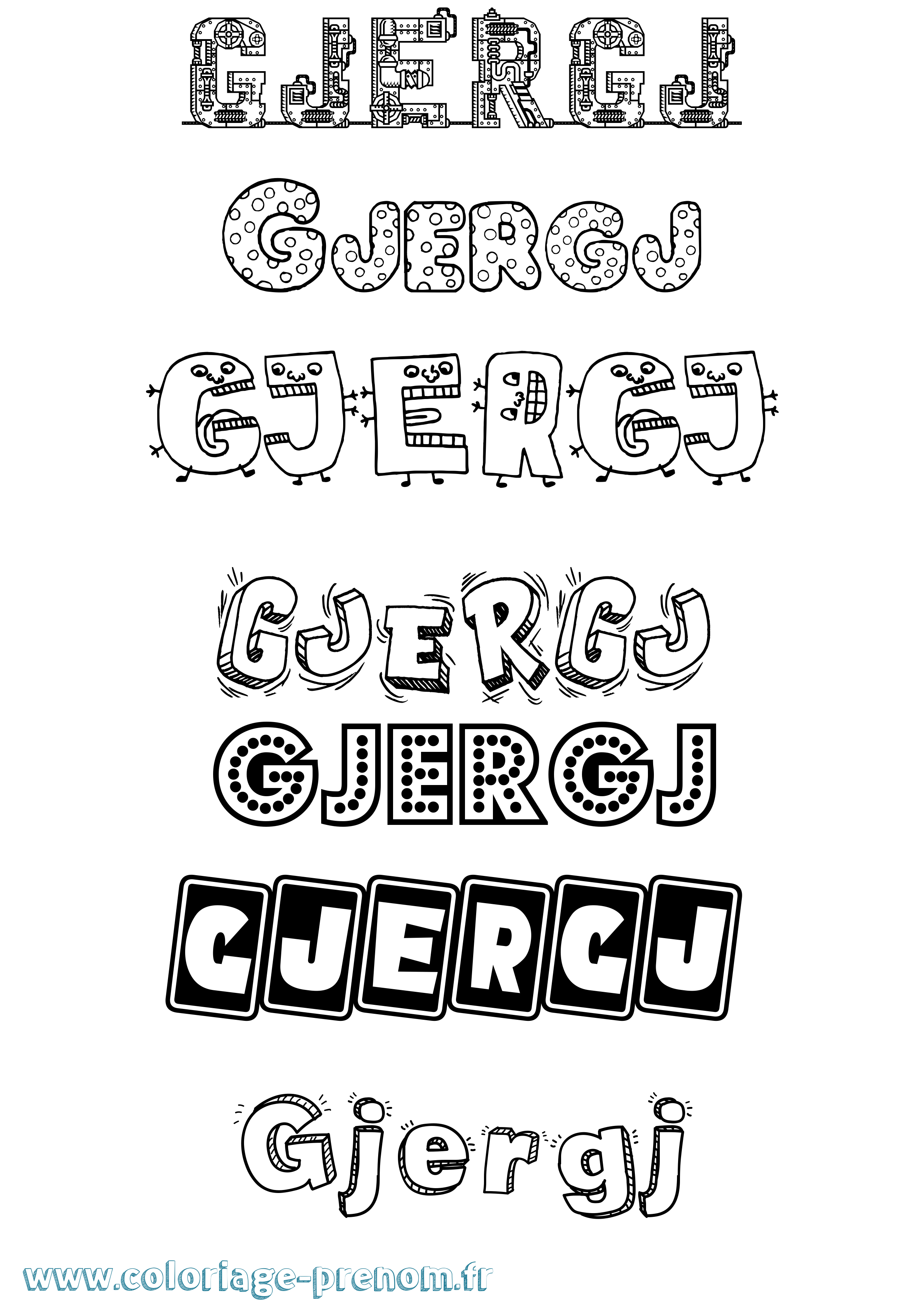 Coloriage Gjergj Fun Coloriage prénom Gjergj Fun