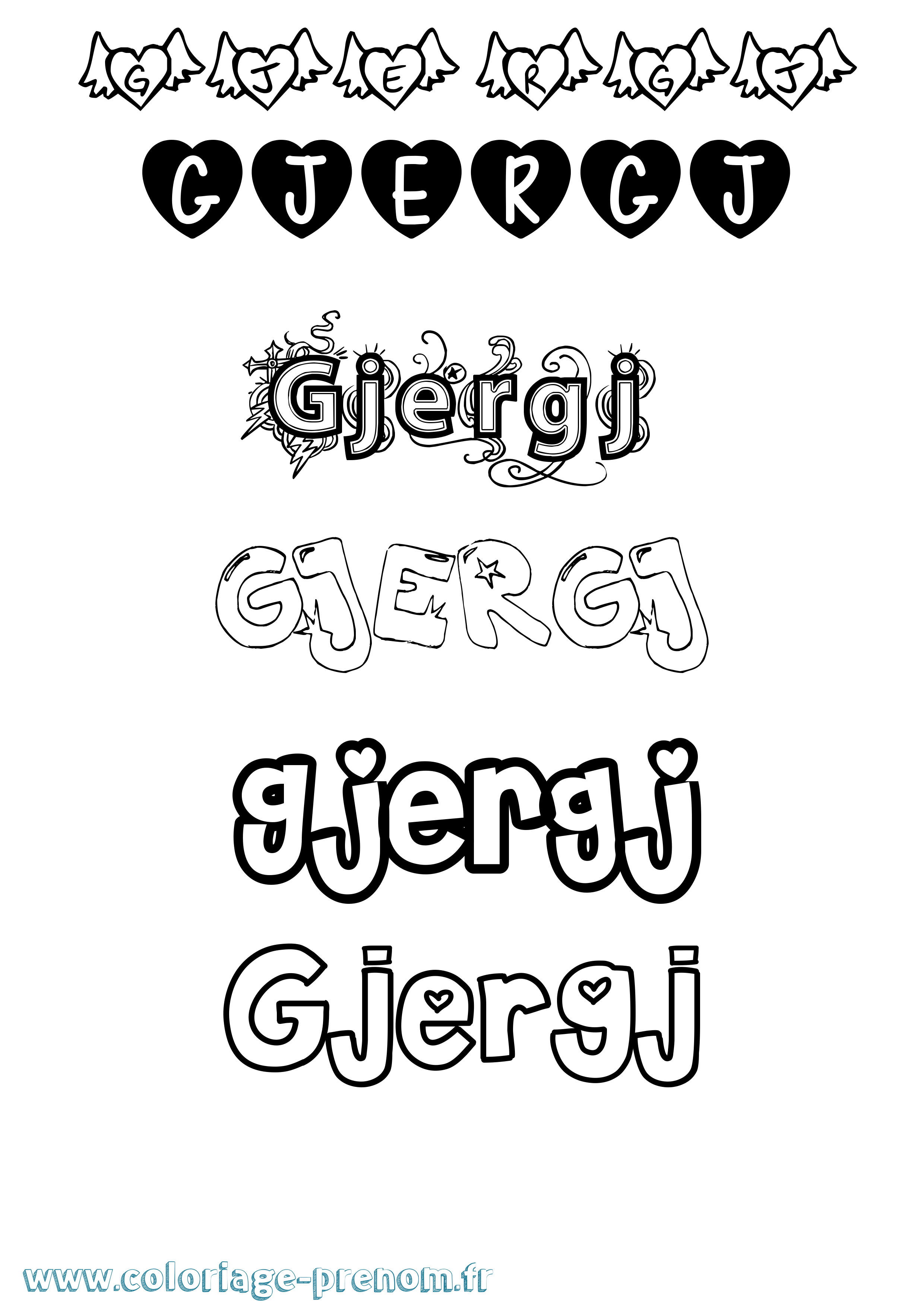 Coloriage Gjergj Girly Coloriage prénom Gjergj Girly