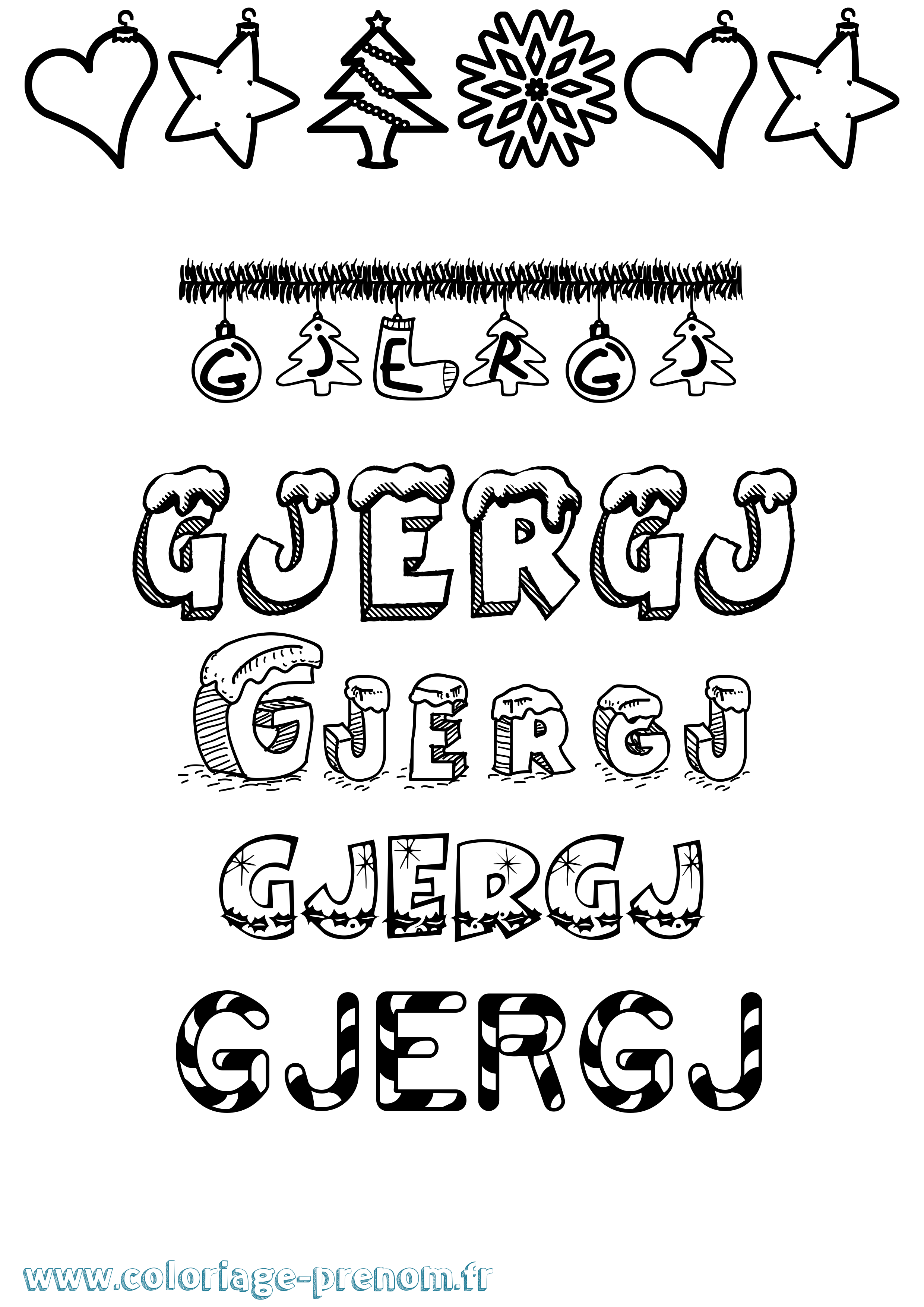 Coloriage prénom Gjergj Noël