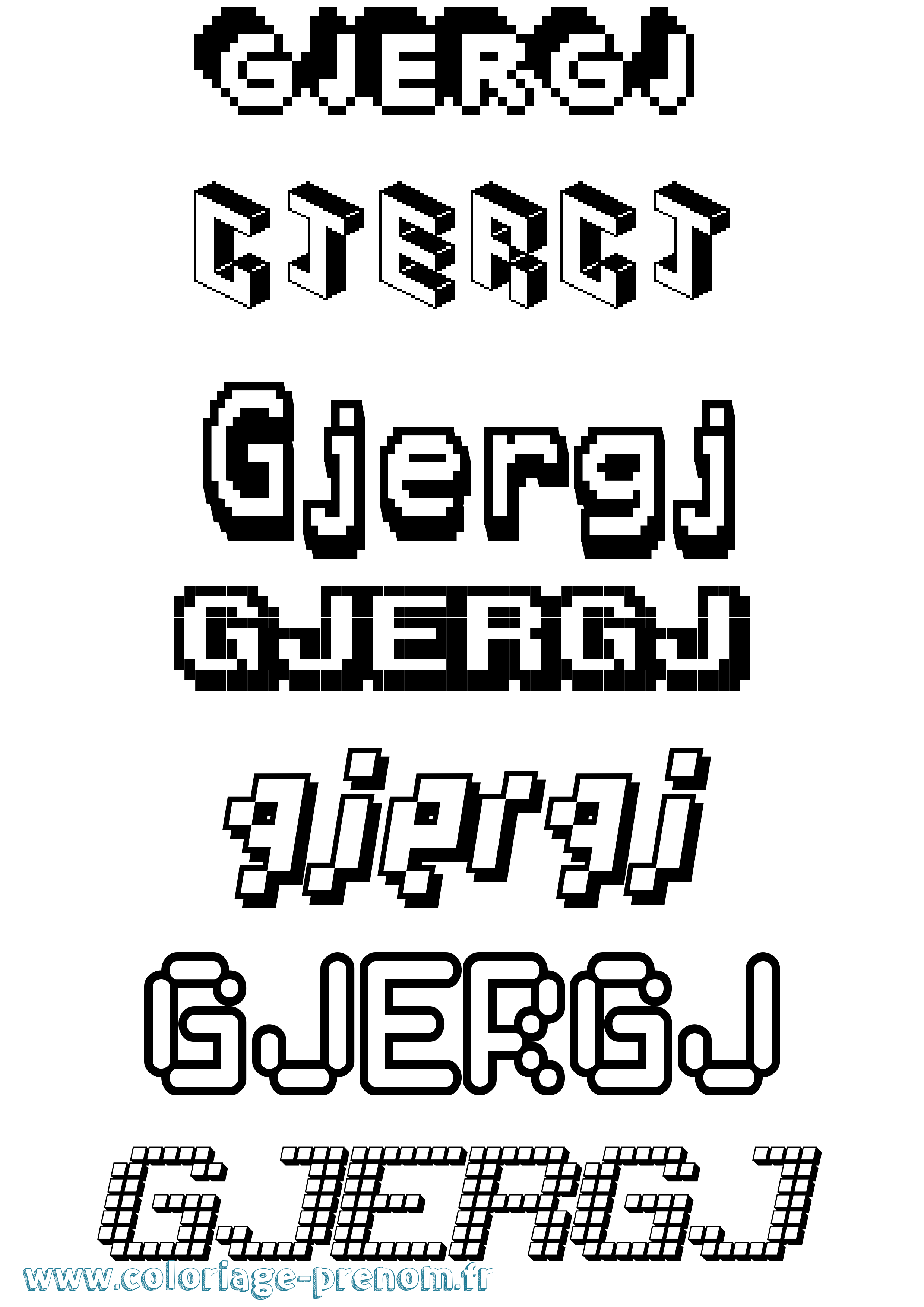 Coloriage prénom Gjergj Pixel