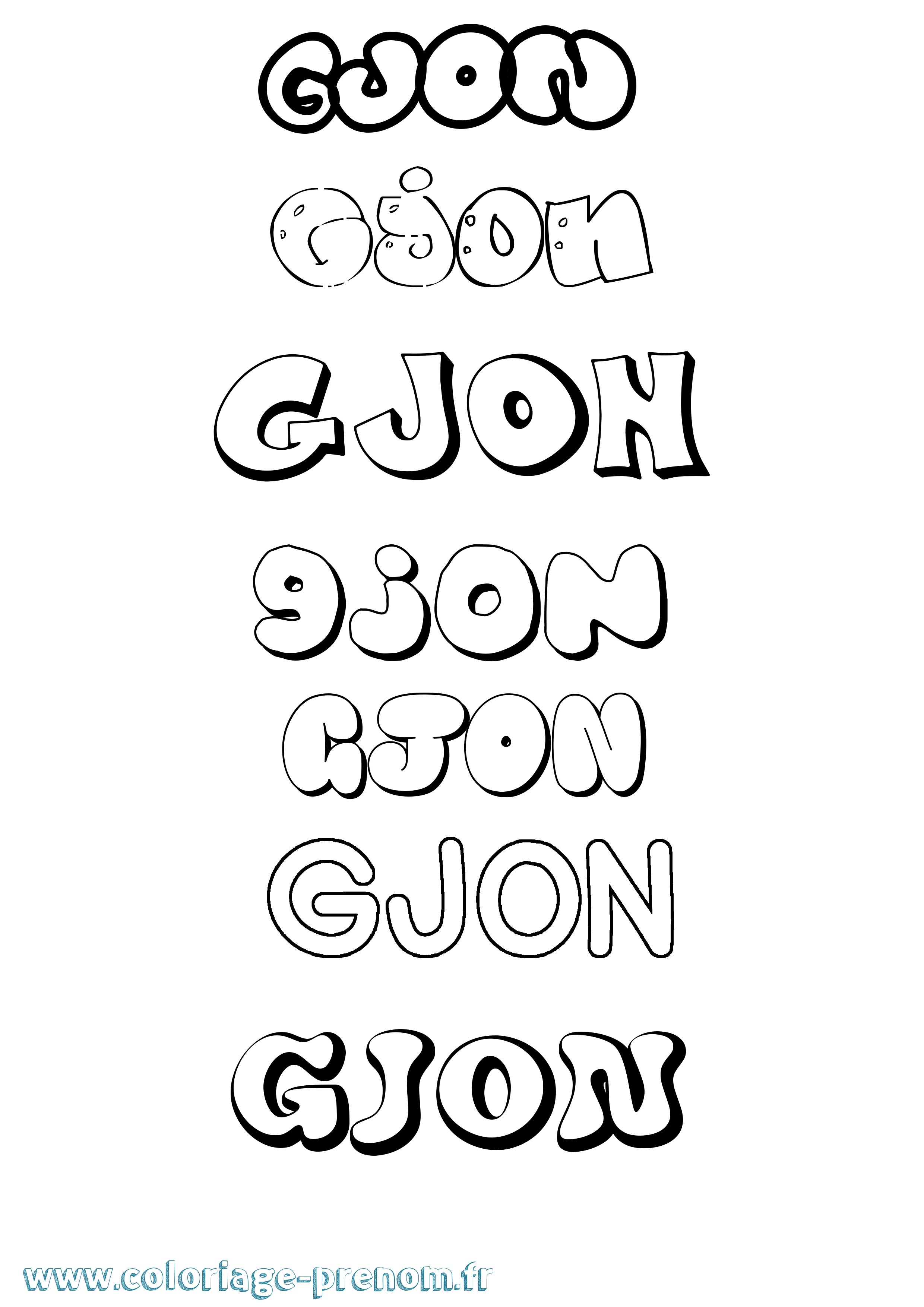 Coloriage Gjon Bubble Coloriage prénom Gjon Bubble