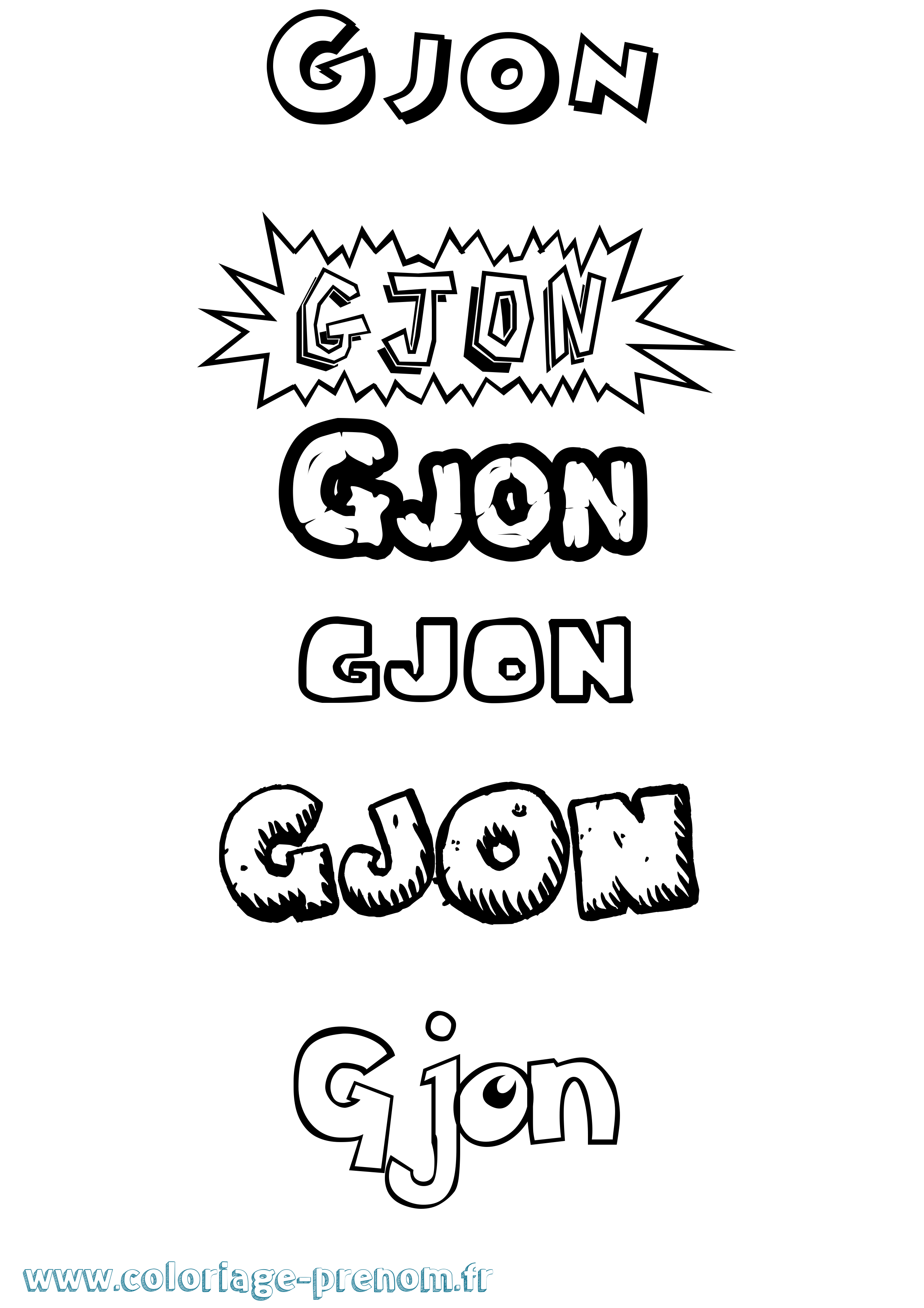 Coloriage Gjon Dessin Animé Coloriage prénom Gjon Dessin Animé