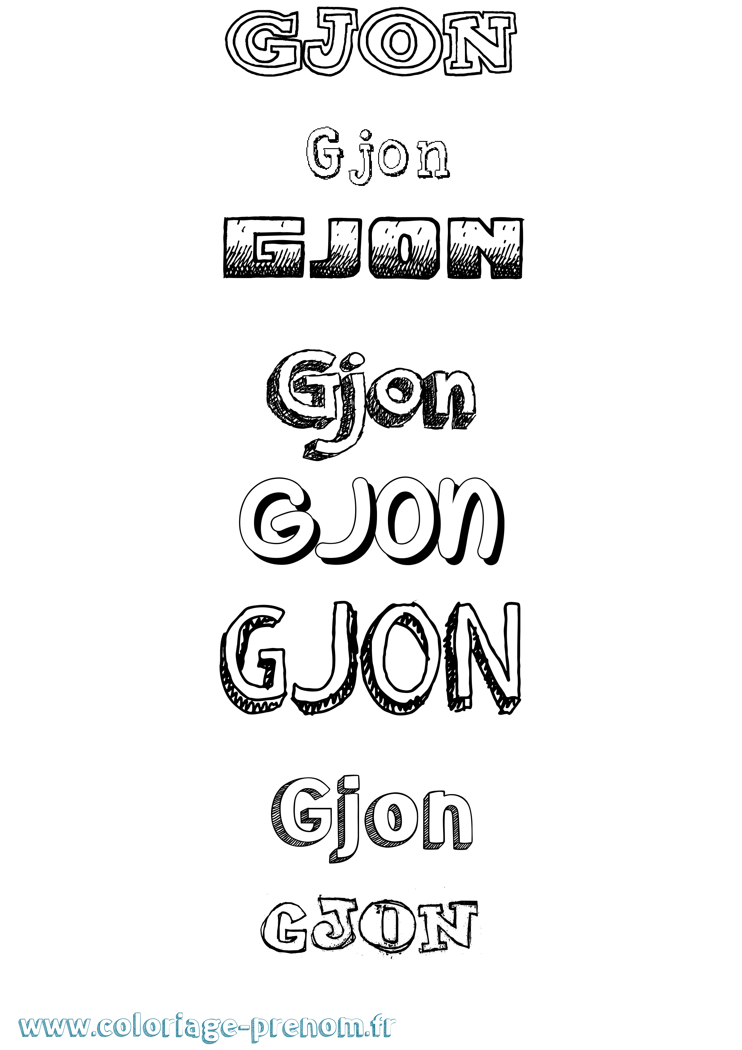 Coloriage Gjon Dessiné Coloriage prénom Gjon Dessiné